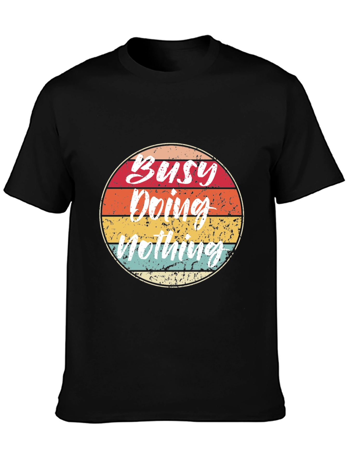 Black Busy Doing Nothing Retro Graphic Tee view 3