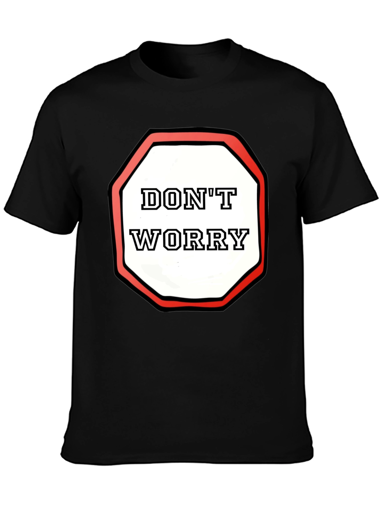 Black Don't Worry Graphic Tee - Black Cotton Comfort view 3