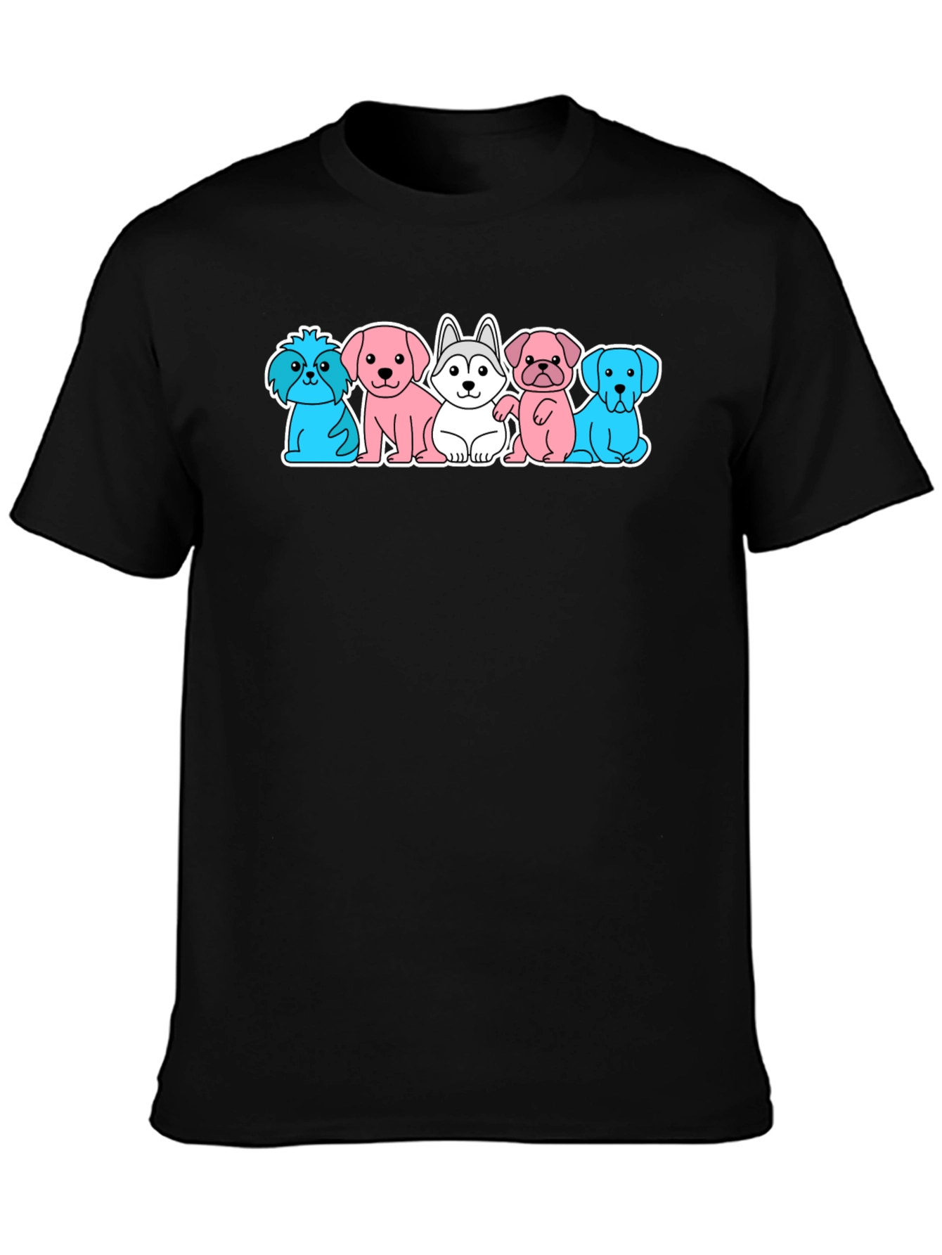 Black Cute Dog Breed Cartoon T-Shirt view 3