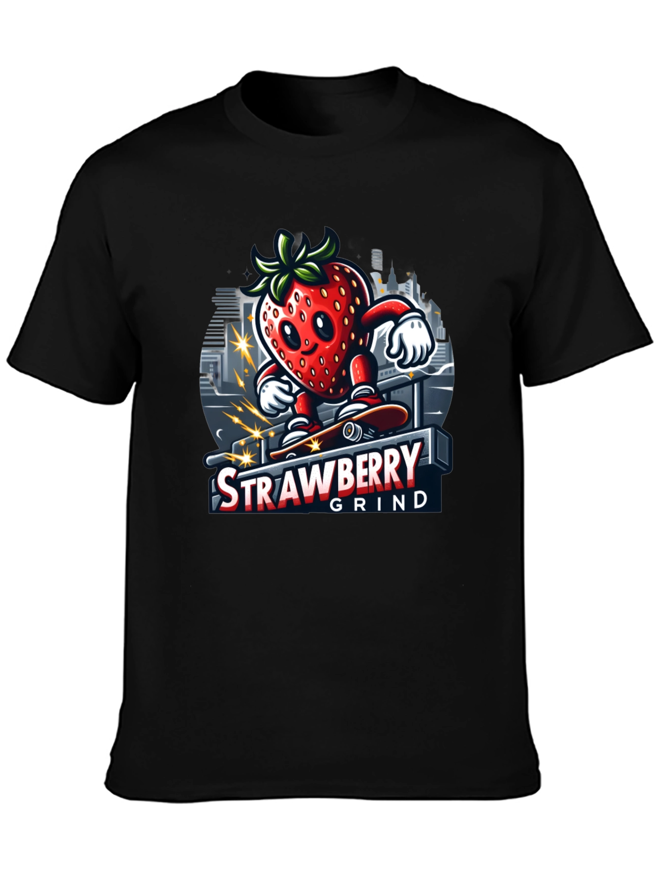 Black Strawberry Grind T-Shirt - Cool Graphic Tee view 3
