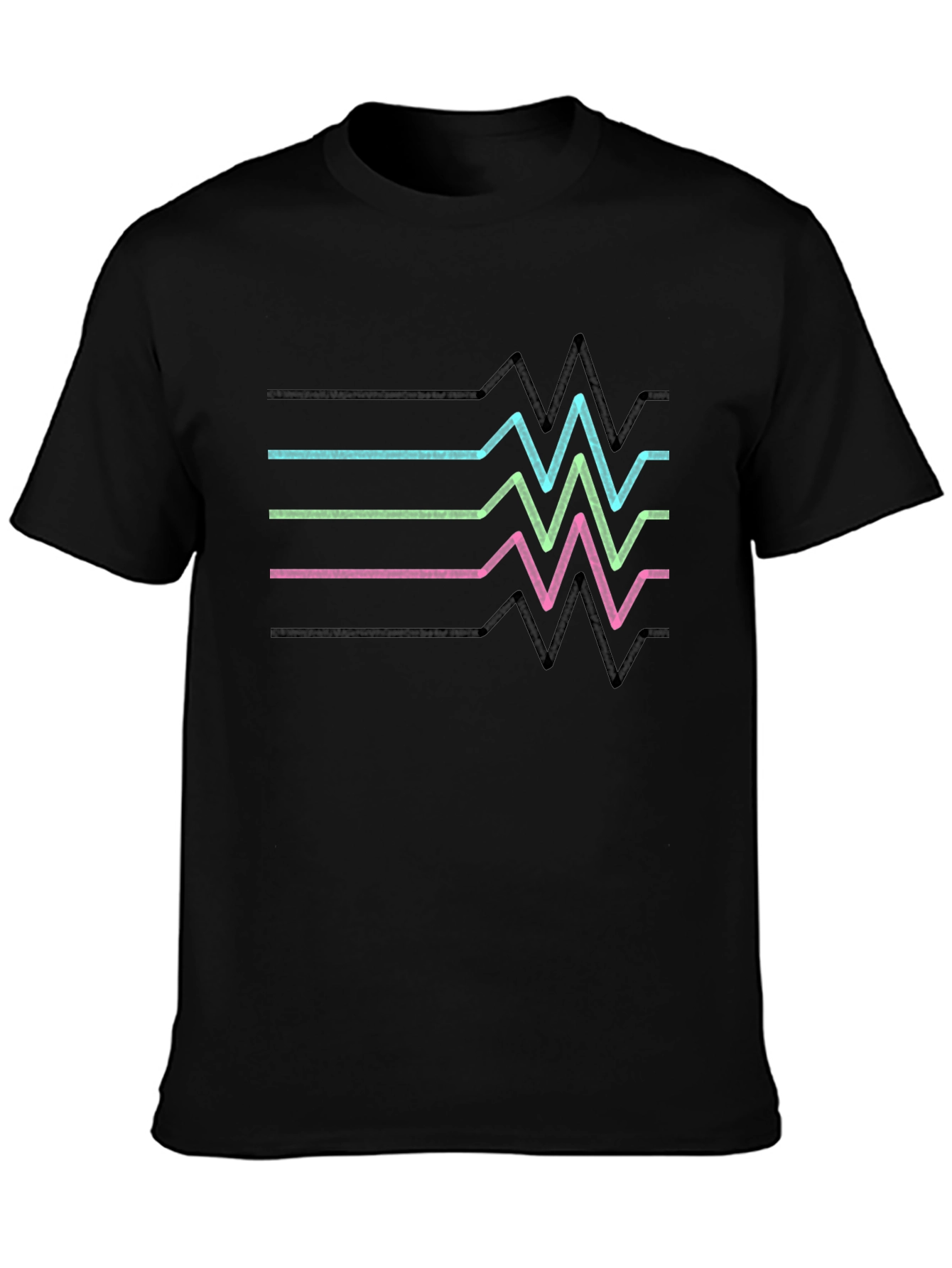 Black Retro Heartbeat Line T-Shirt - Black view 3