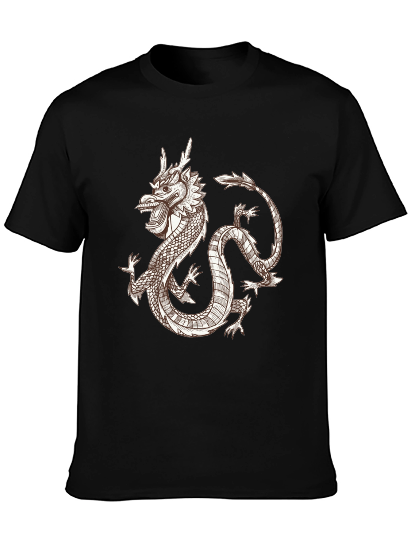 Black Dragon Graphic Tee - Black Crew Neck Short Sleeve Shirt view 3