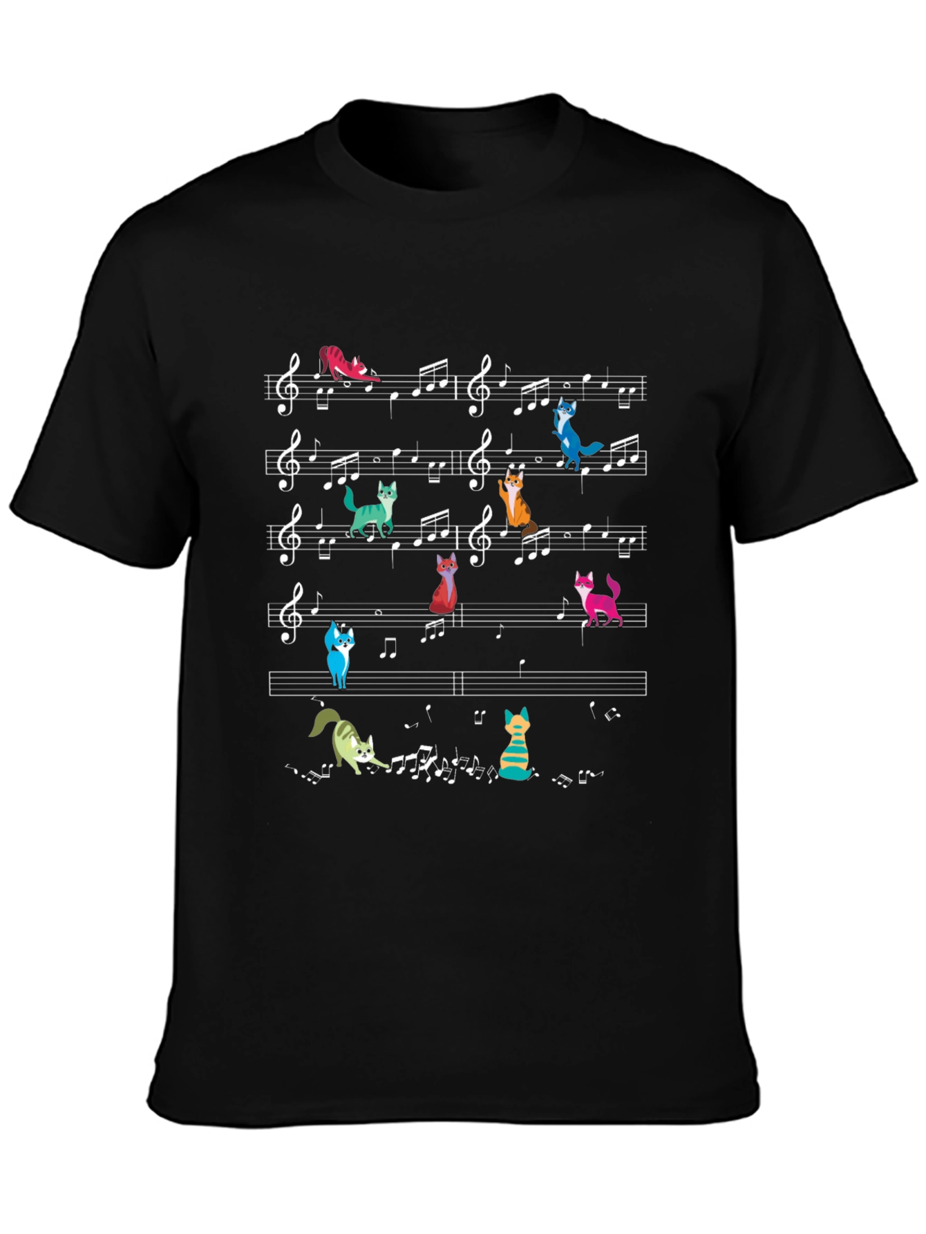 Black Musical Cats T-Shirt - Black view 3