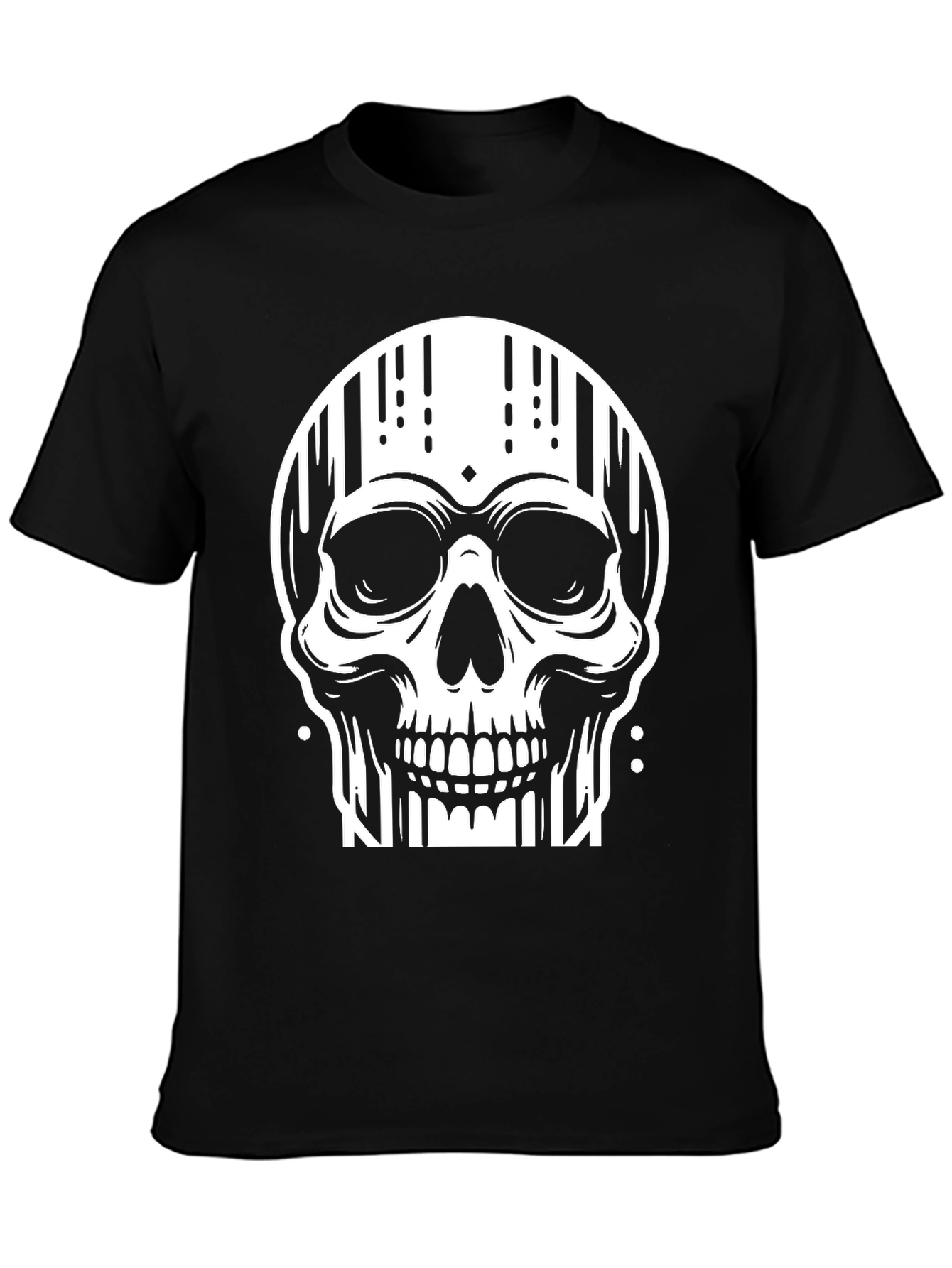 Black Edgy Skull Graphic Tee - Stylish Black Cotton T-Shirt view 3