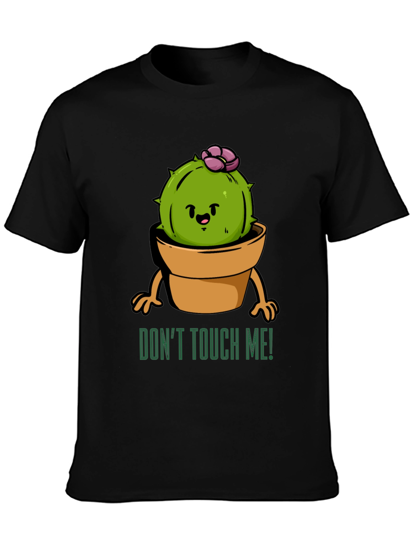 Black Cute Cactus Graphic Tee - Don't Touch Me! view 3