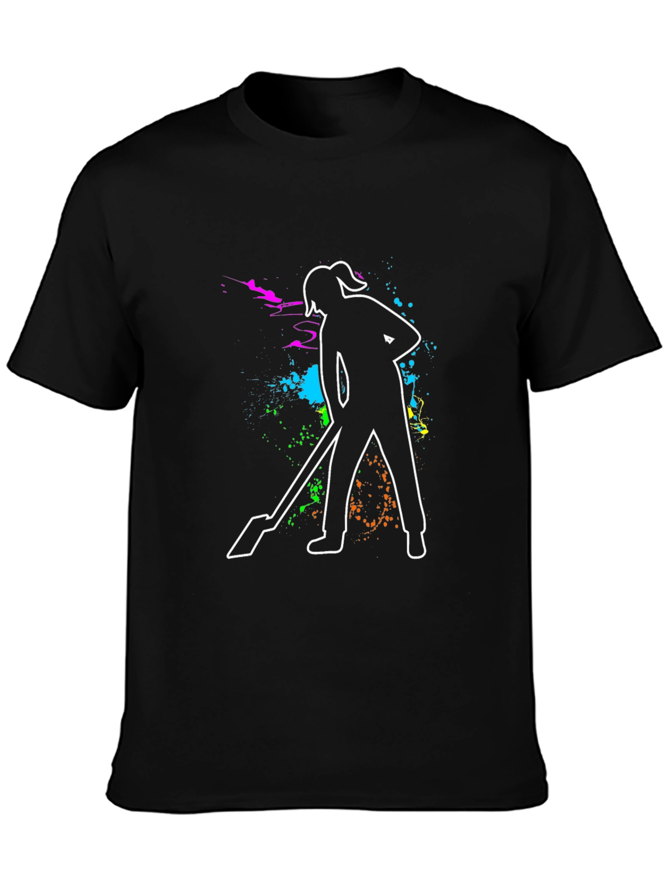 Black Janitor Woman T-Shirt - Colorful Design view 3