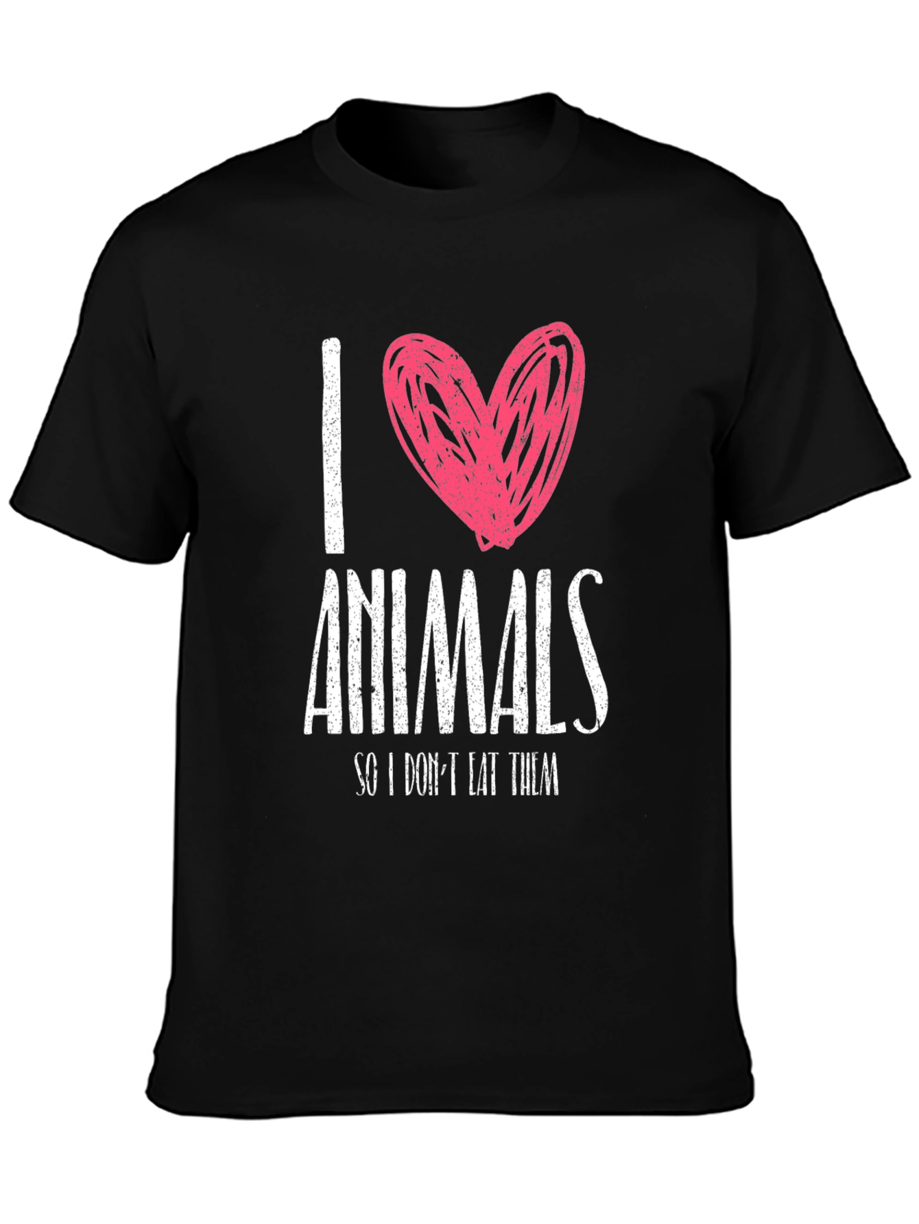 Black I Love Animals T-Shirt - Vegan Tee view 3