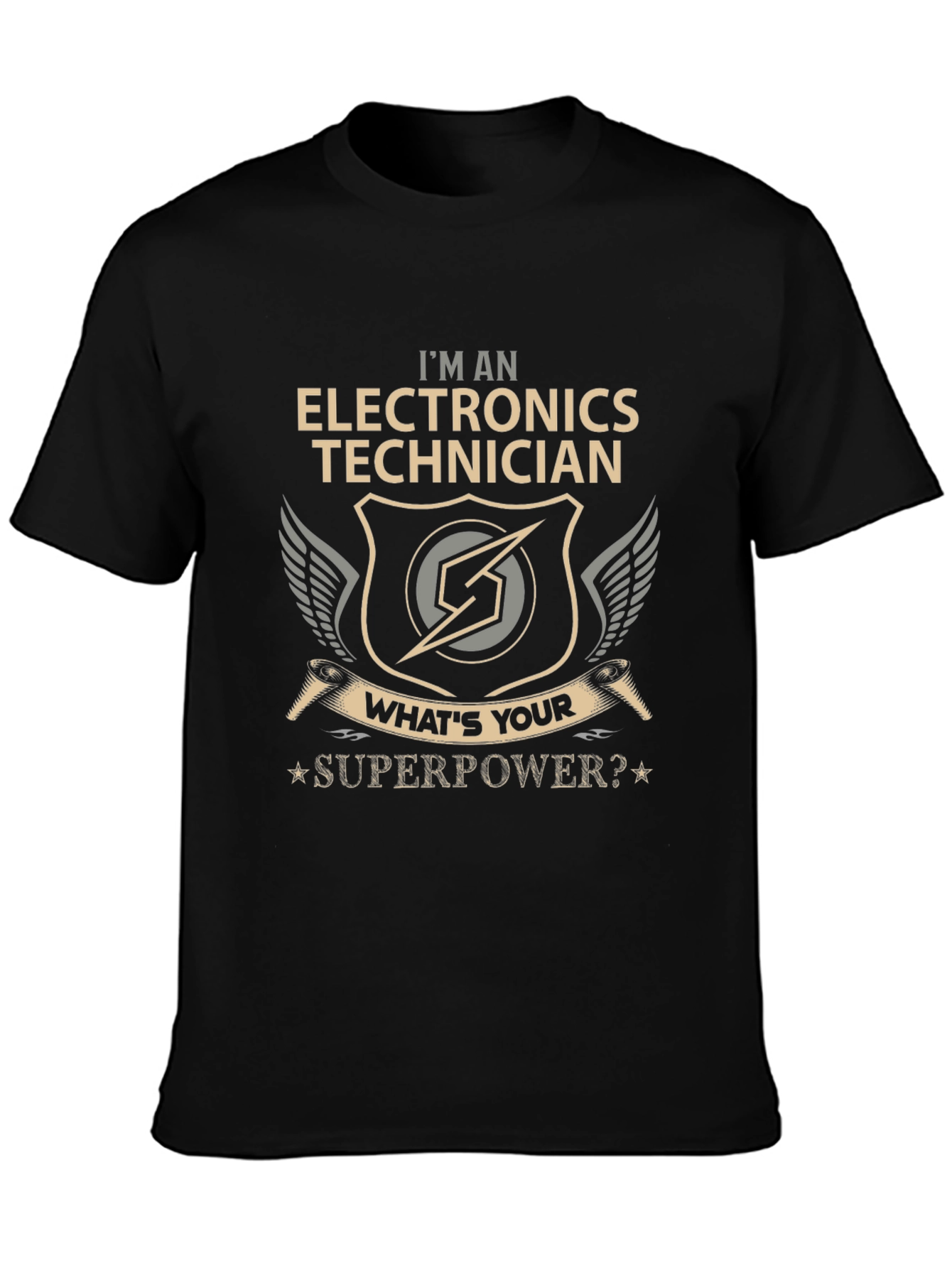 Black Electronics Technician Superpower T-Shirt view 3