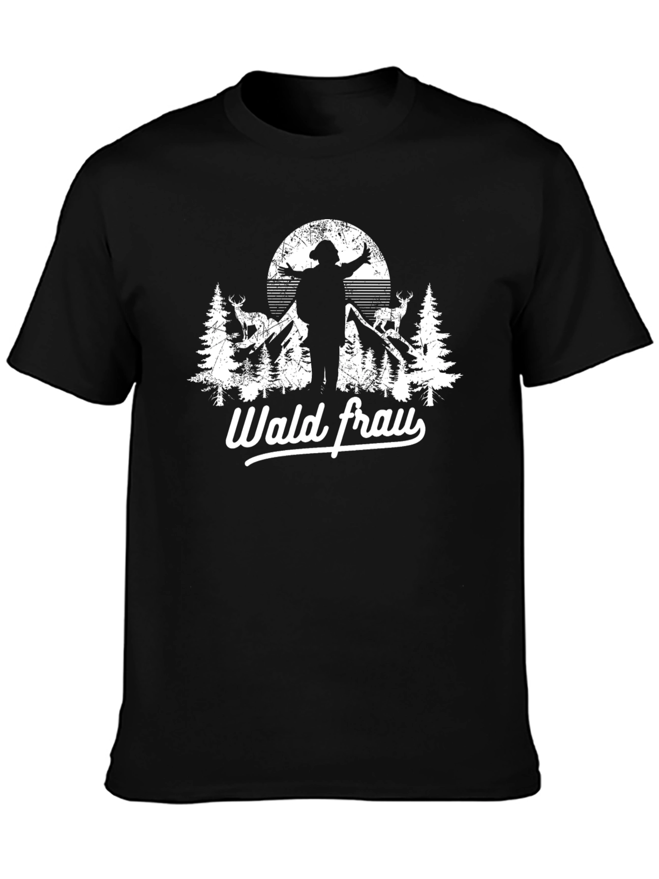 Black Wald Frau Graphic Tee - Nature Lover T-Shirt view 3