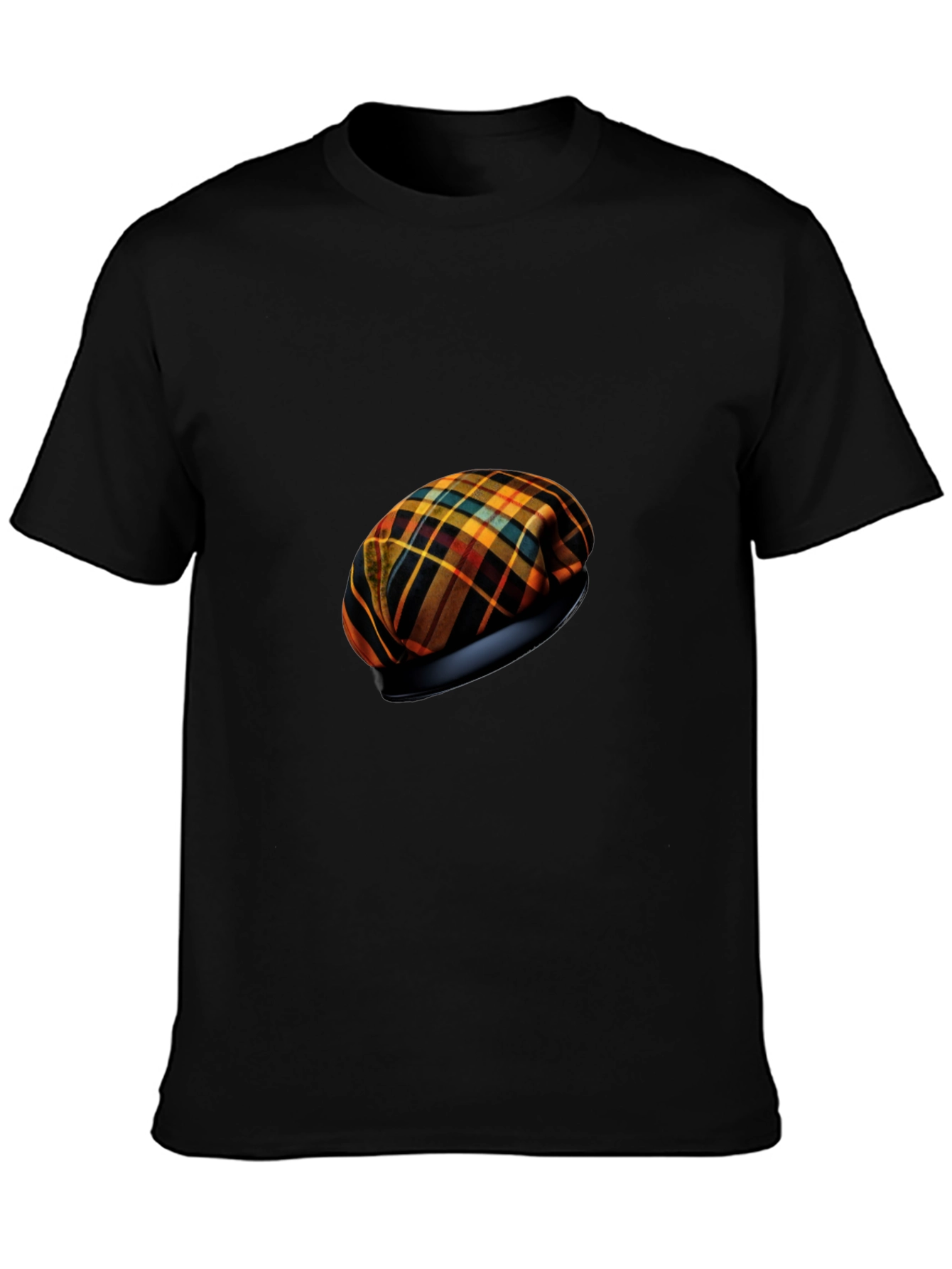 Black Stylish Tartan Beret T-Shirt view 3