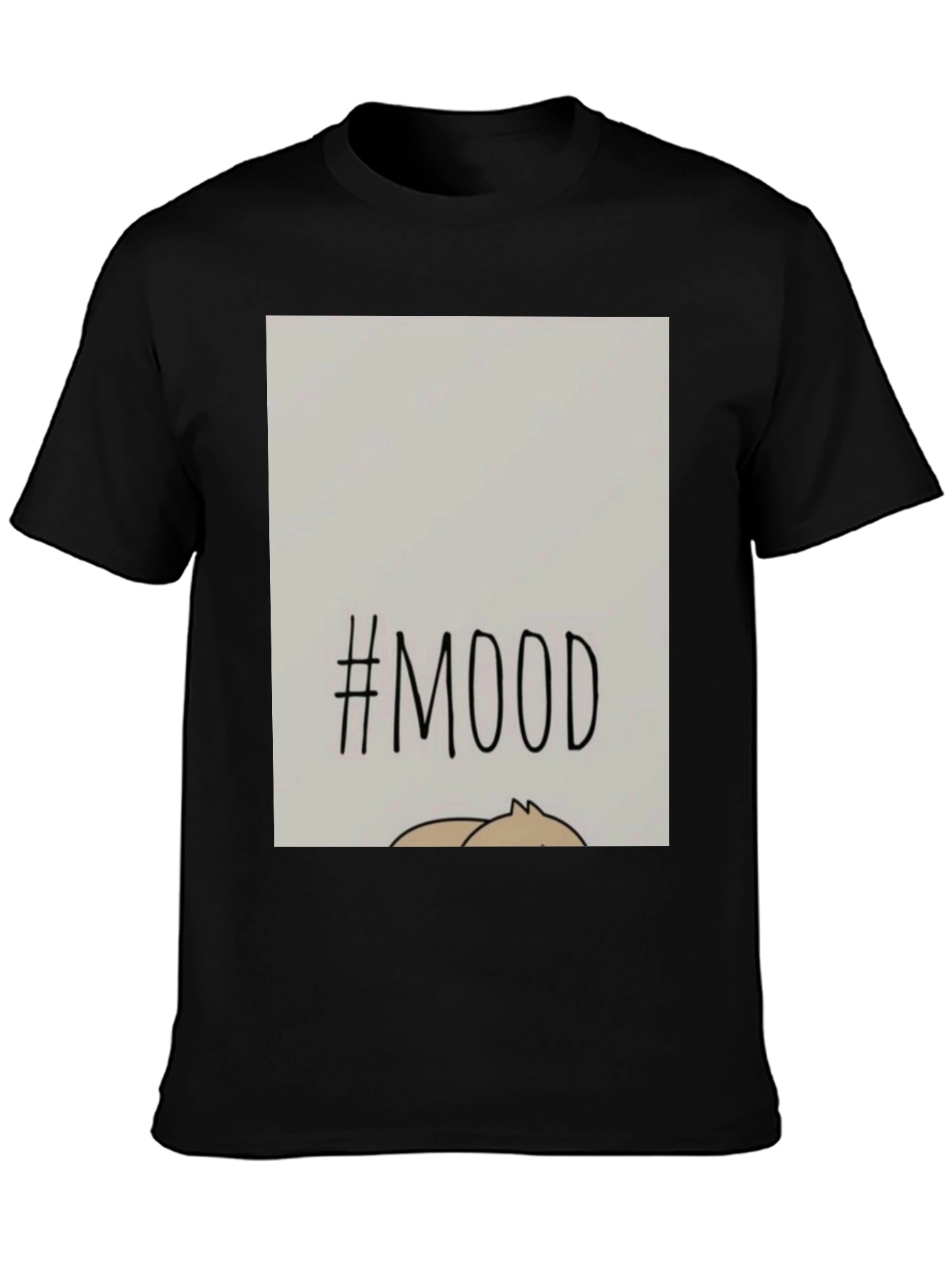 Black #MOOD Graphic Tee - Relaxed Fit, Black Cotton Blend view 3