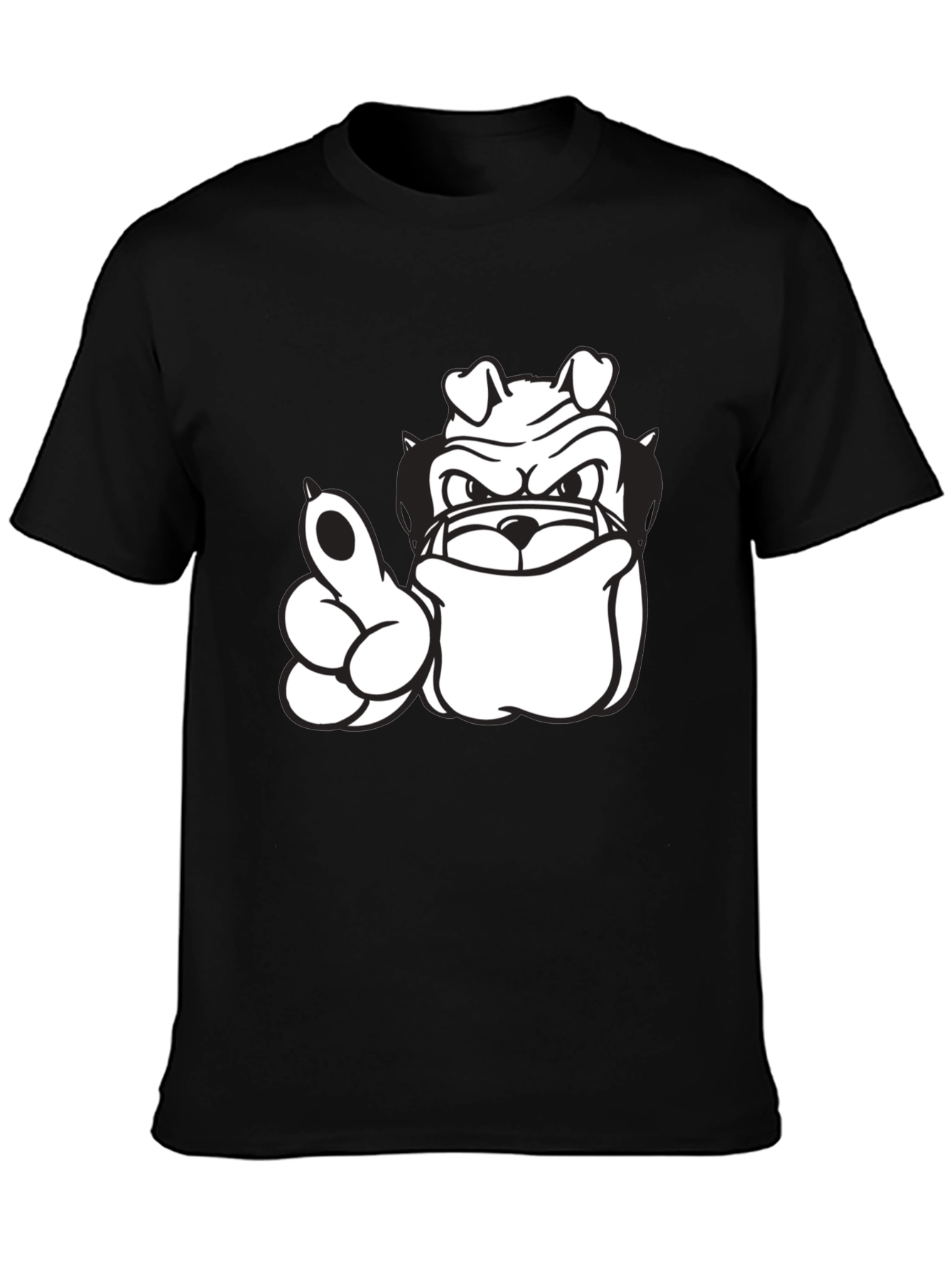 Black Bulldog Graphic Tee - Black Cotton T-Shirt view 3