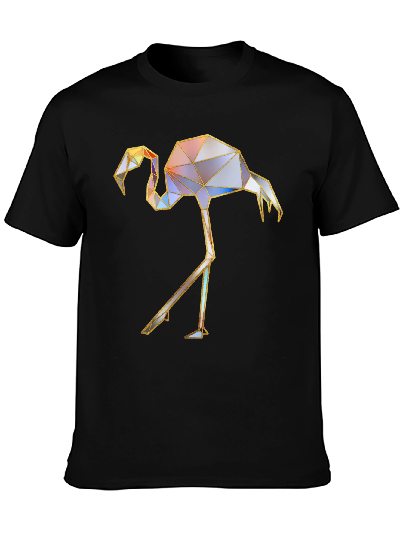 Black Geometric Flamingo Graphic T-Shirt view 3