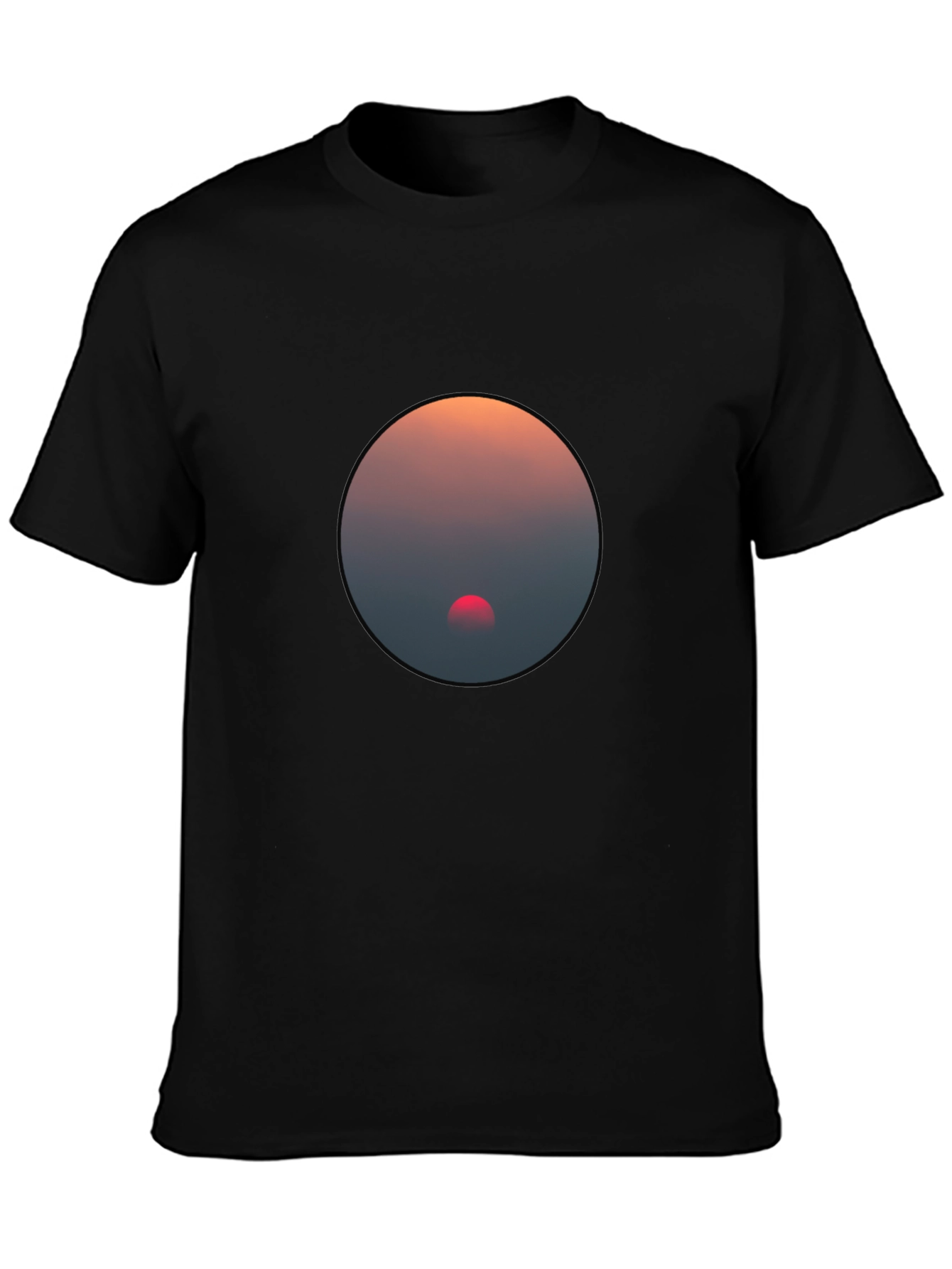 Black Sunset Circle Graphic Black T-Shirt view 3