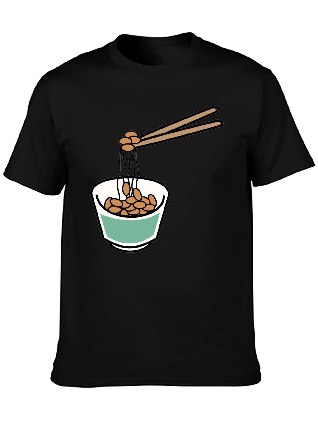 Black Natto Bowl Graphic Tee - Funny Foodie Shirt view 3