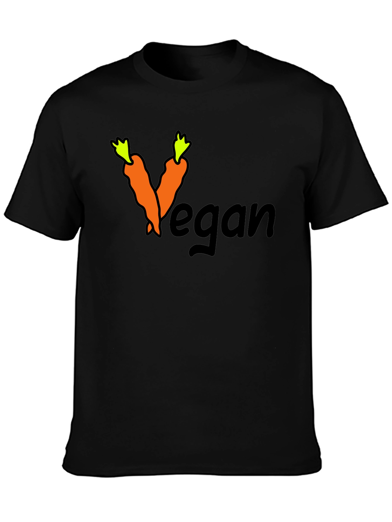 Black Vegan Carrot Graphic Black T-Shirt view 3