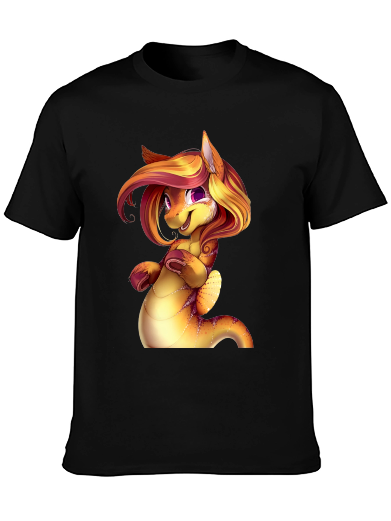 Black Cartoon Dragon Creature Graphic Tee Shirt view 3