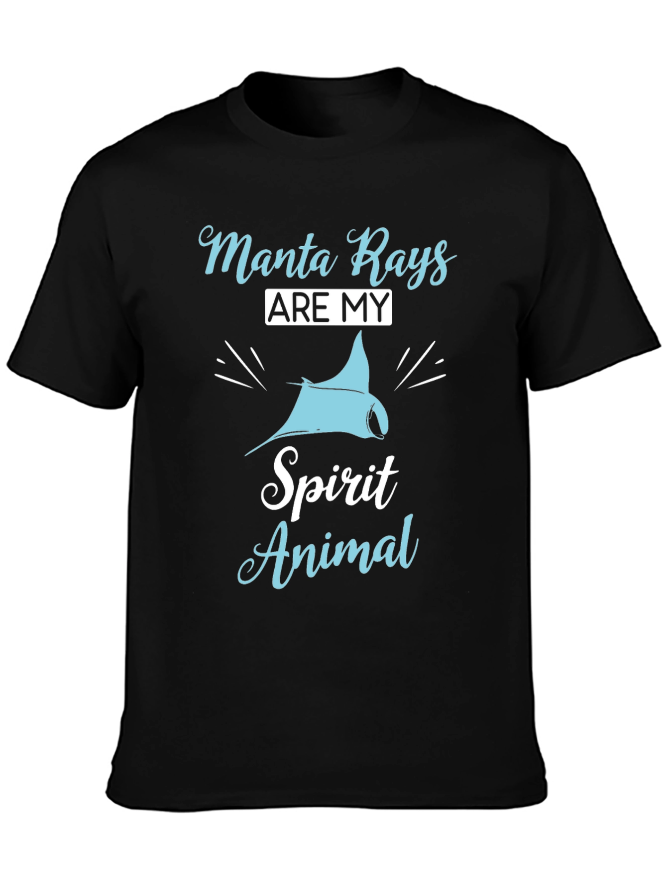 Black Manta Ray Spirit Animal Graphic T-Shirt - Black Cotton view 3