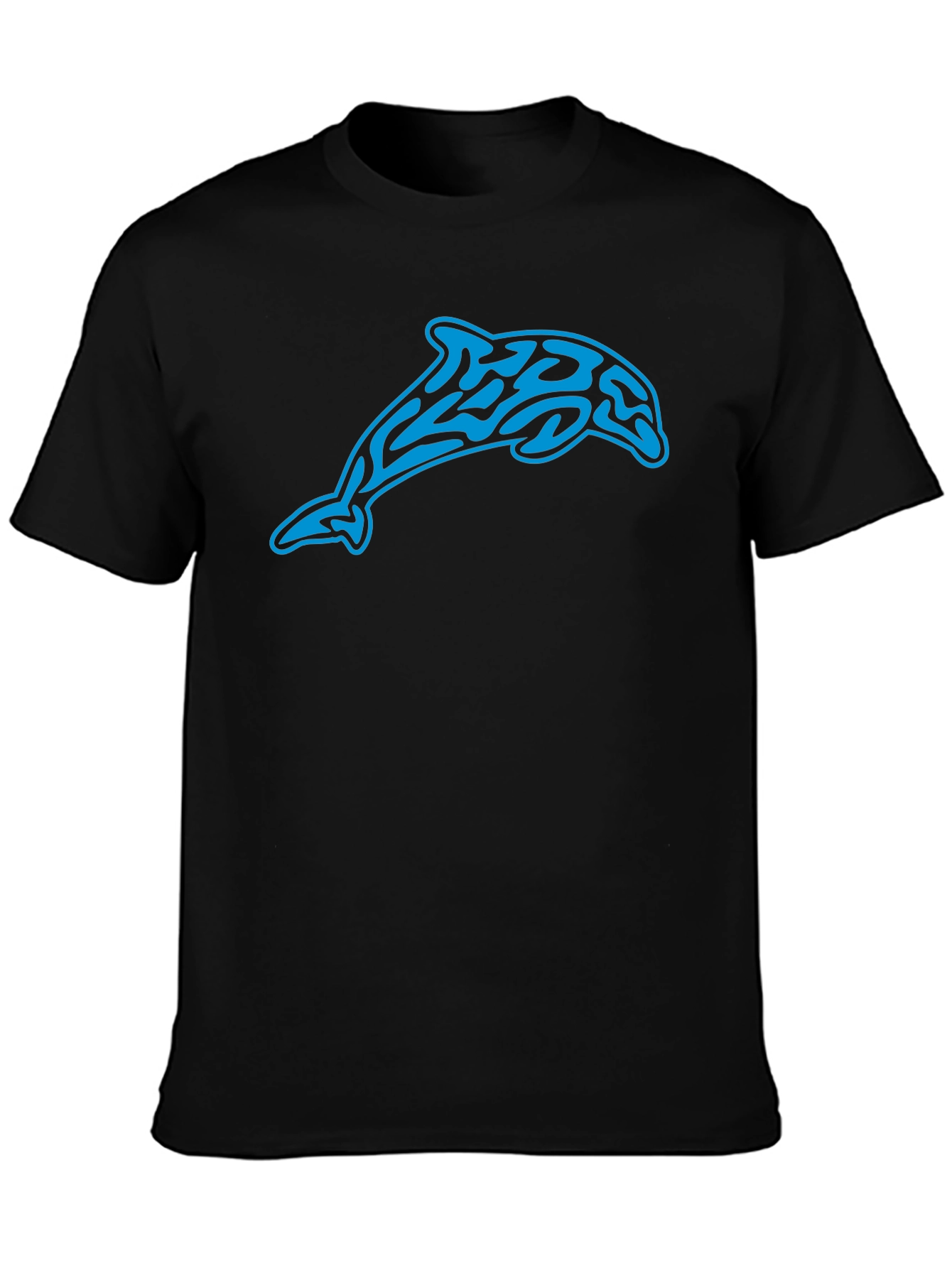 Black Tribal Dolphin Graphic Black T-Shirt view 3