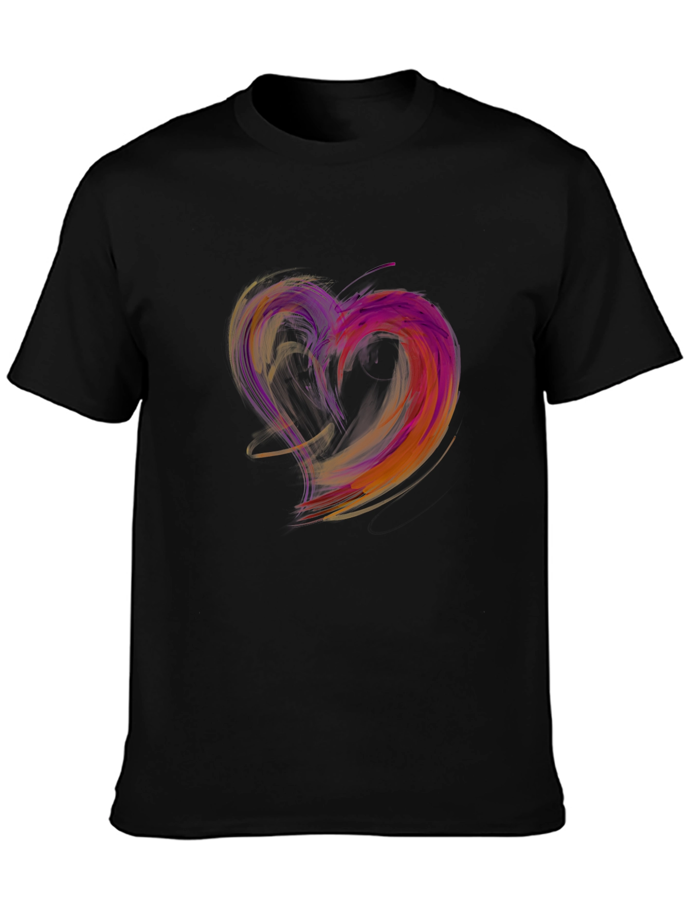 Black Abstract Heart Graphic Black T-Shirt view 3