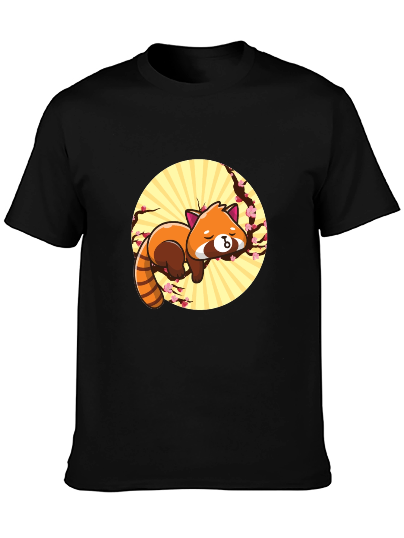 Black Cute Red Panda T-Shirt - Relaxed Graphic Tee view 3