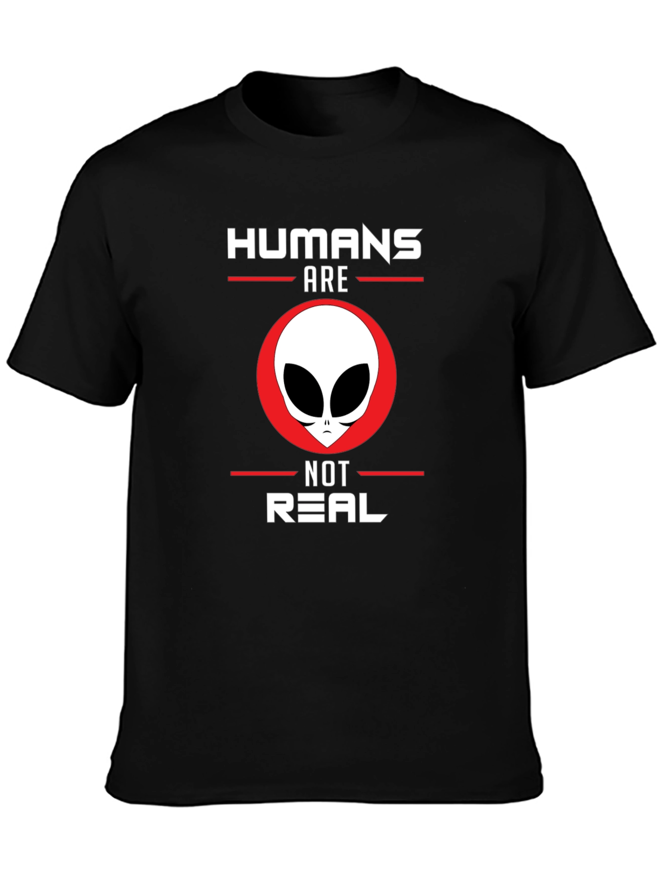 Black Humans Are Not Real Alien Graphic Tee - Black view 3