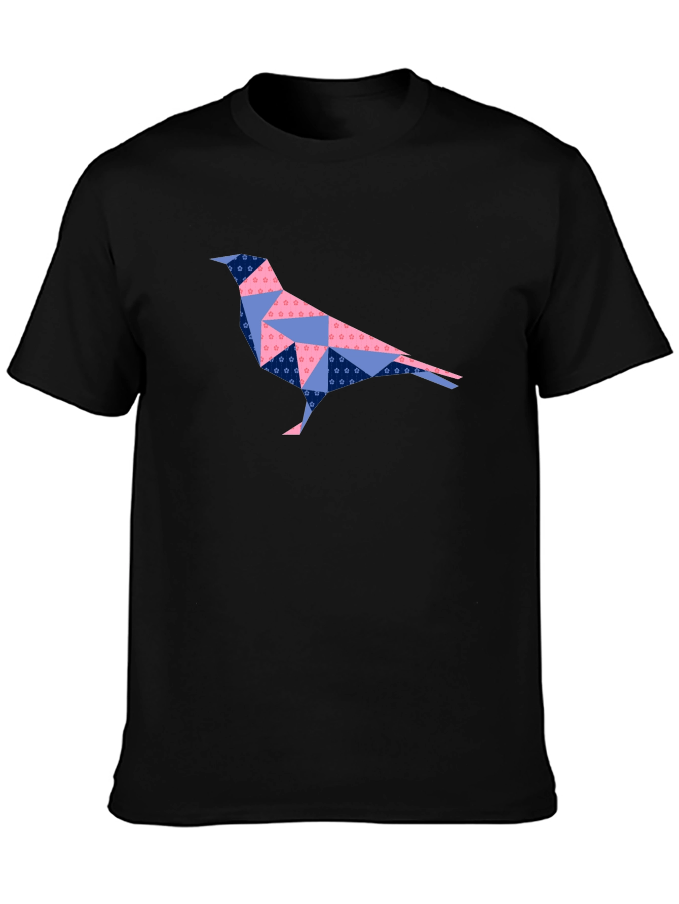 Black Geometric Origami Bird T-Shirt - Unique Design view 3