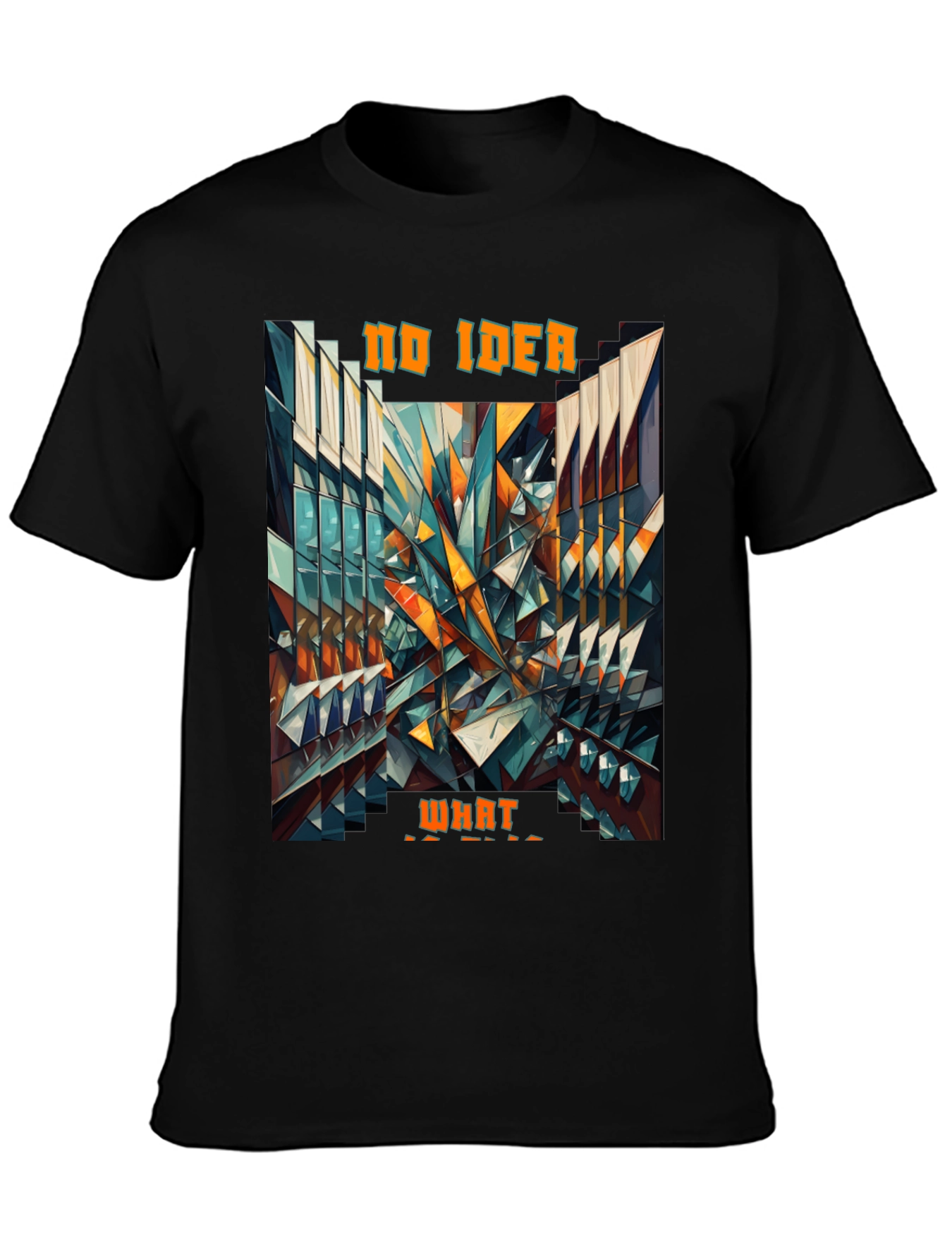 Black Abstract Geometric 'No Idea What' Graphic Tee view 3