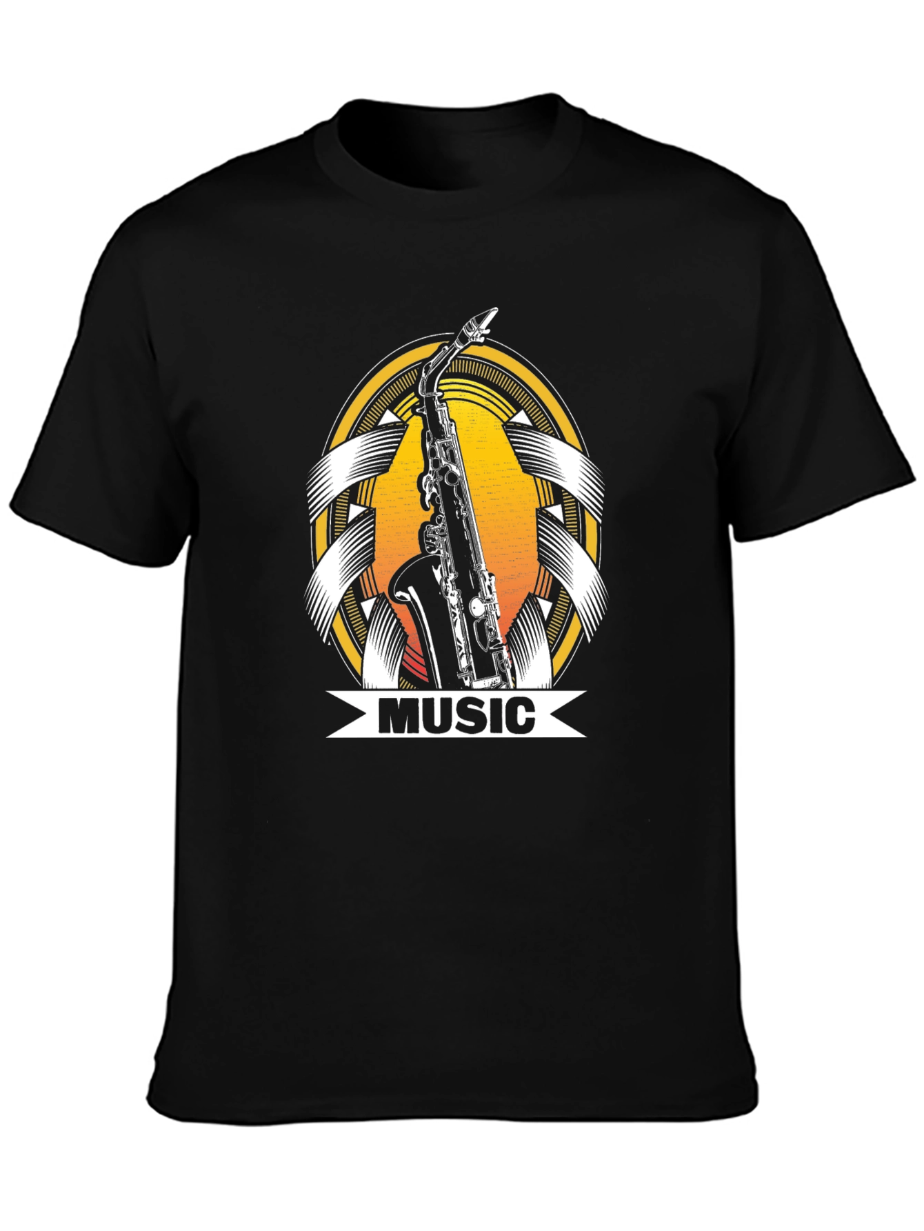 Black Saxophone Music T-Shirt - Unique Musician Gift view 3
