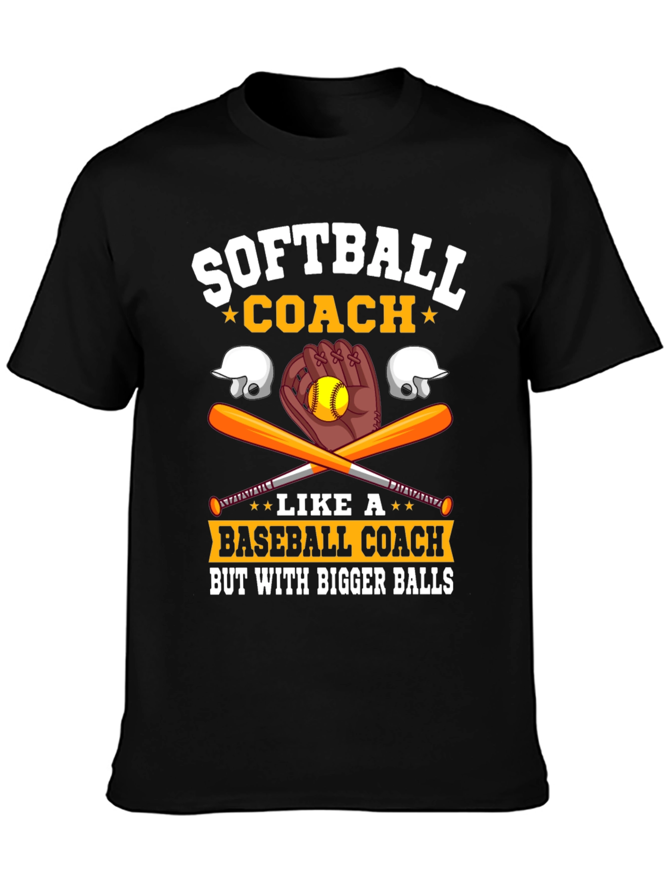 Black Softball Coach Bigger Balls Graphic Tee view 3