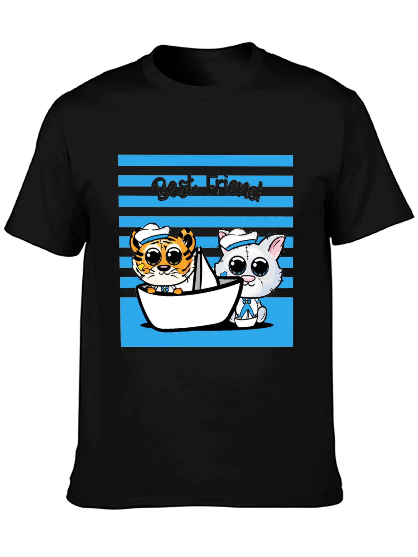 Black Best Friend Cartoon Graphic Tee view 3