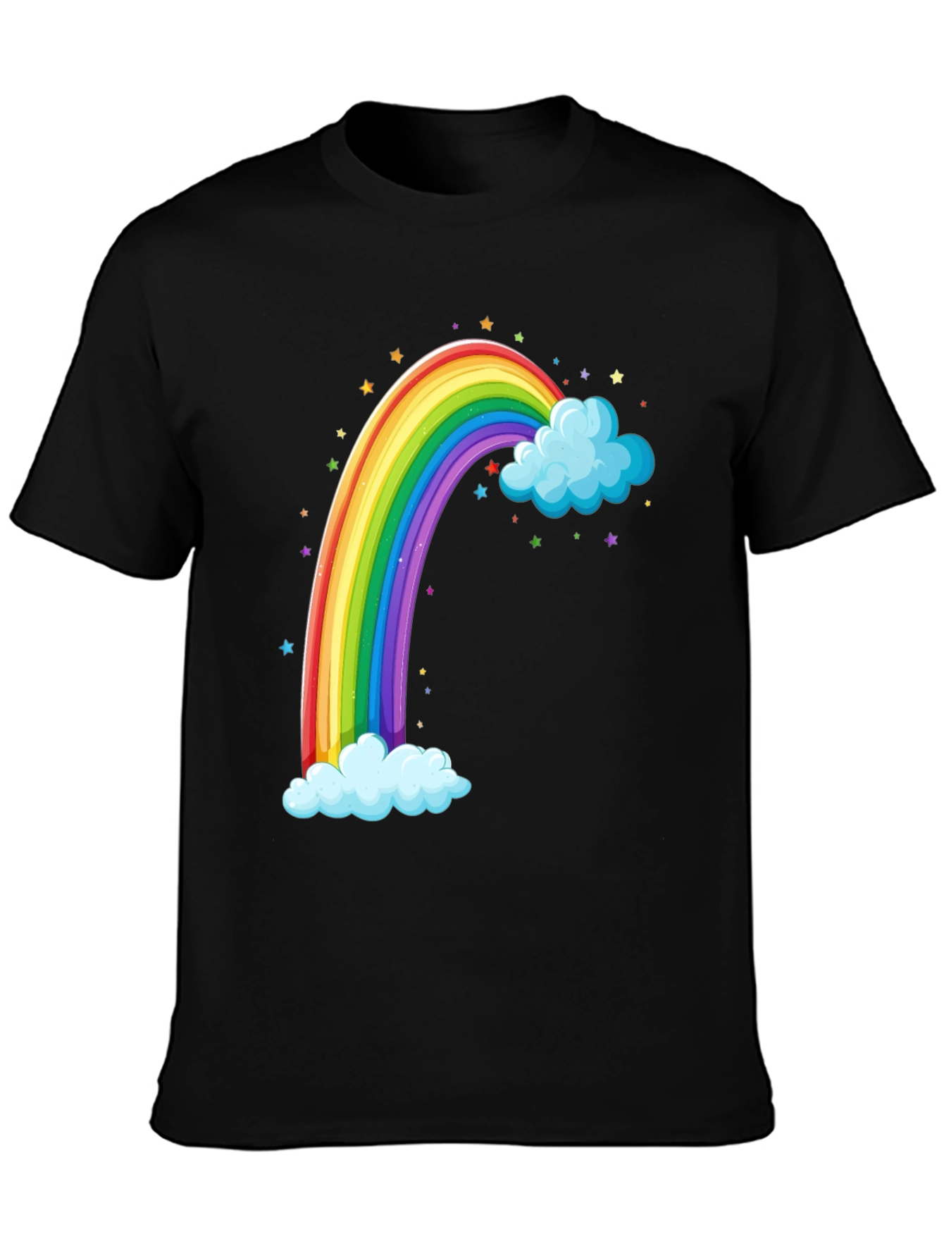 Black Rainbow & Cloud Graphic T-Shirt view 3