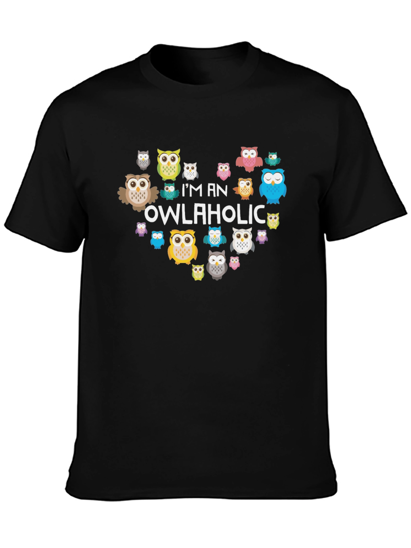 Black Owl Lover T-Shirt - I'm an Owlaholic Graphic Tee view 3