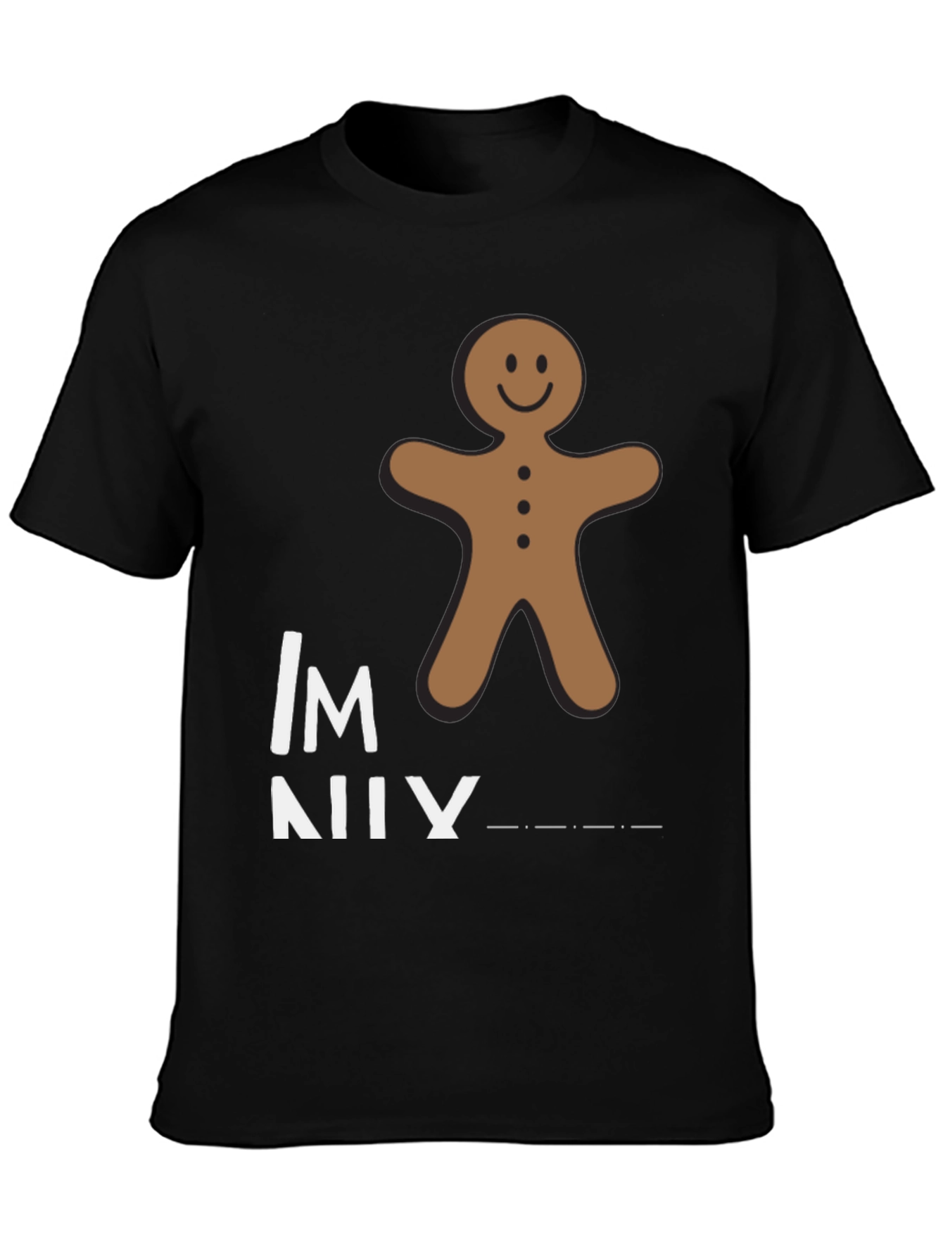 Black Gingerbread Man Funny Graphic T-Shirt view 3