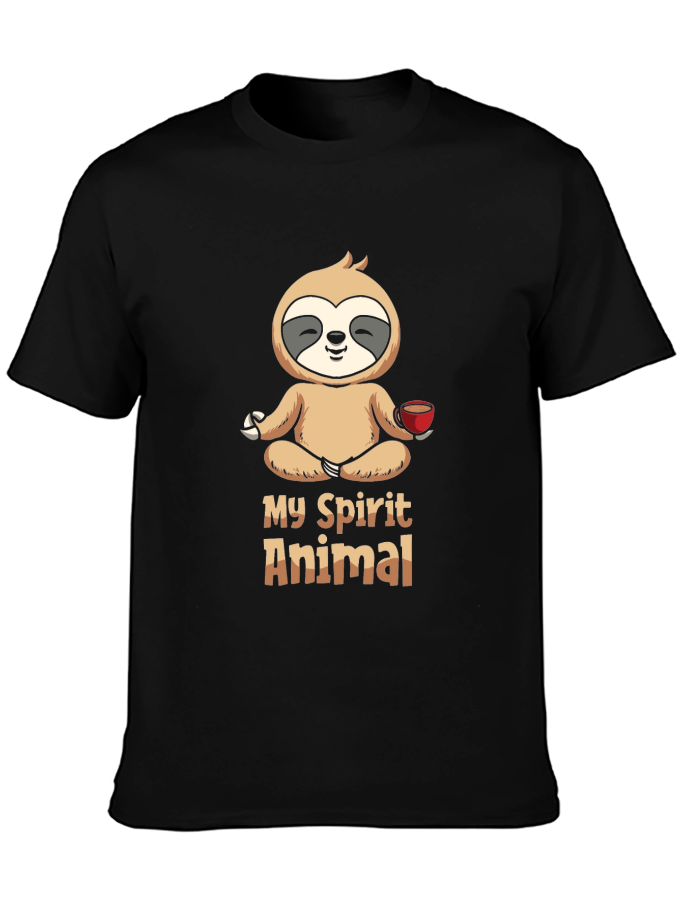 Black My Spirit Animal Sloth Meditation Black T-Shirt view 3