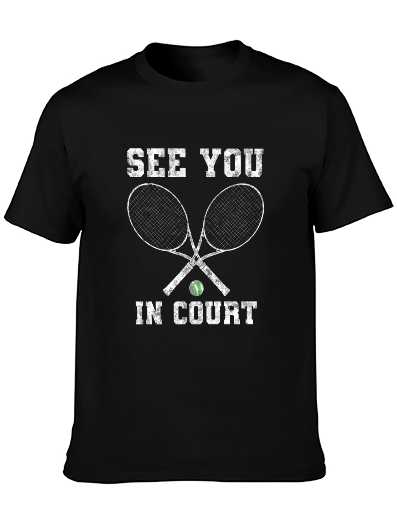 Black Tennis Court T-Shirt - See You In Court! view 3