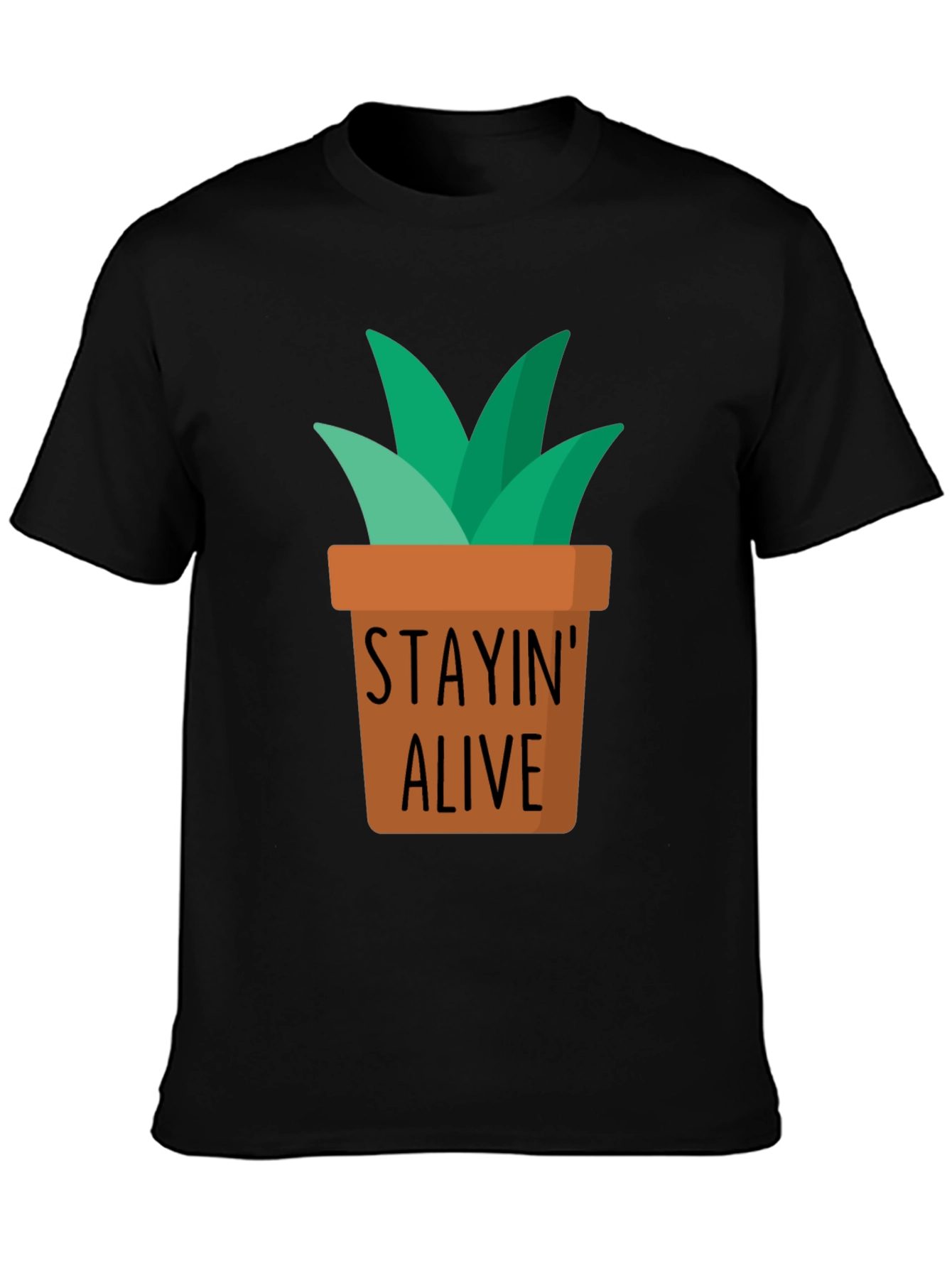 Black Stayin' Alive Plant Graphic T-Shirt view 3