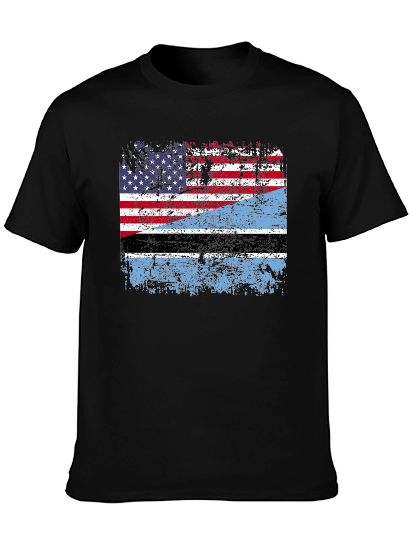 Black USA Botswana Flag Graphic Tee view 3