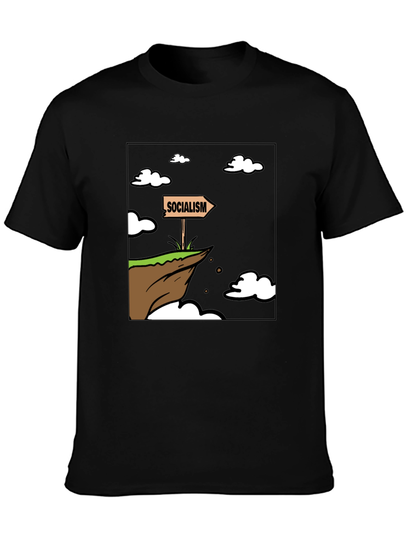 Black Socialism Cliff Edge Humor Graphic Tee view 3