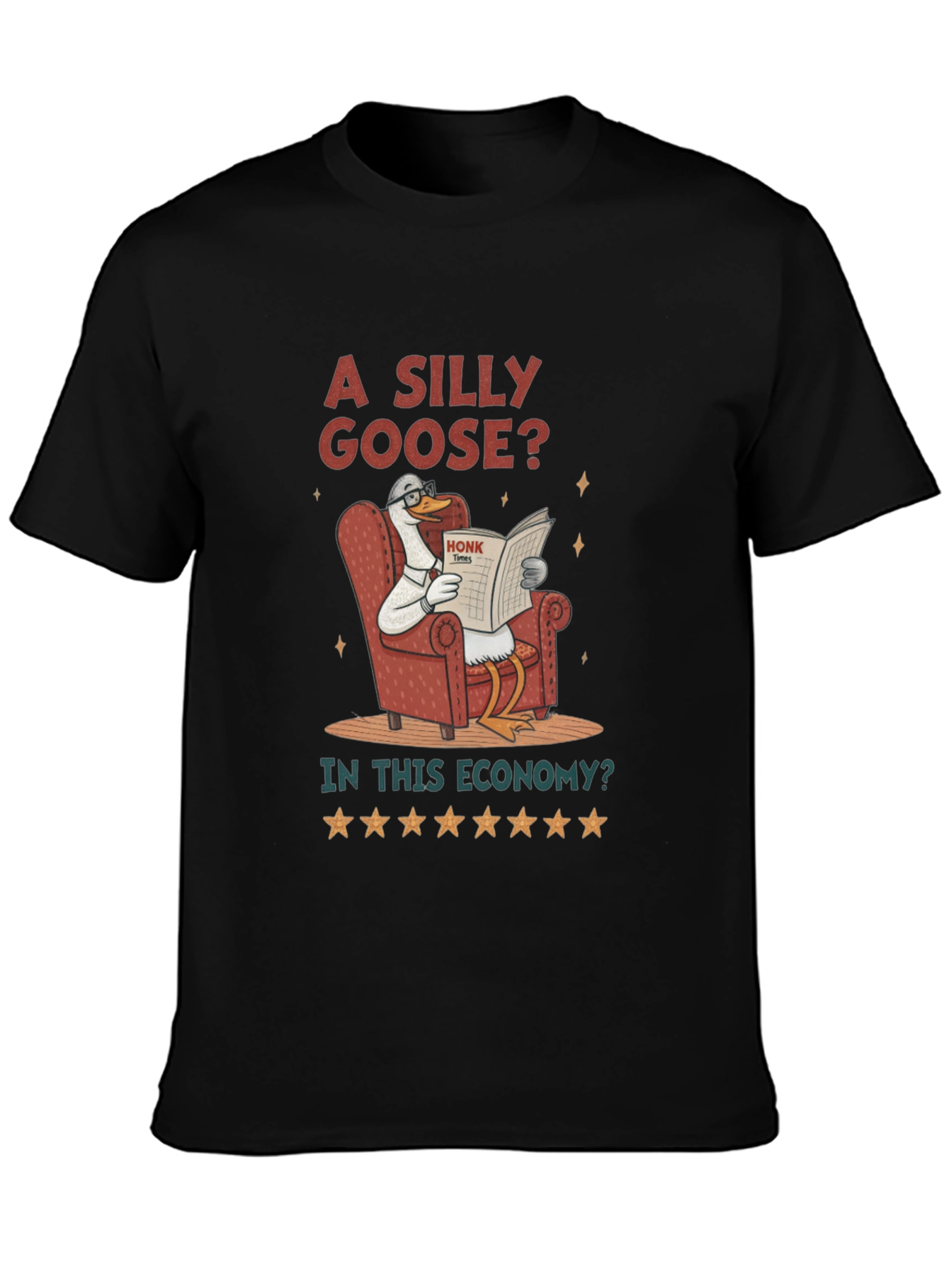 Black Silly Goose Economy T-Shirt - Humorous Graphic Tee view 3