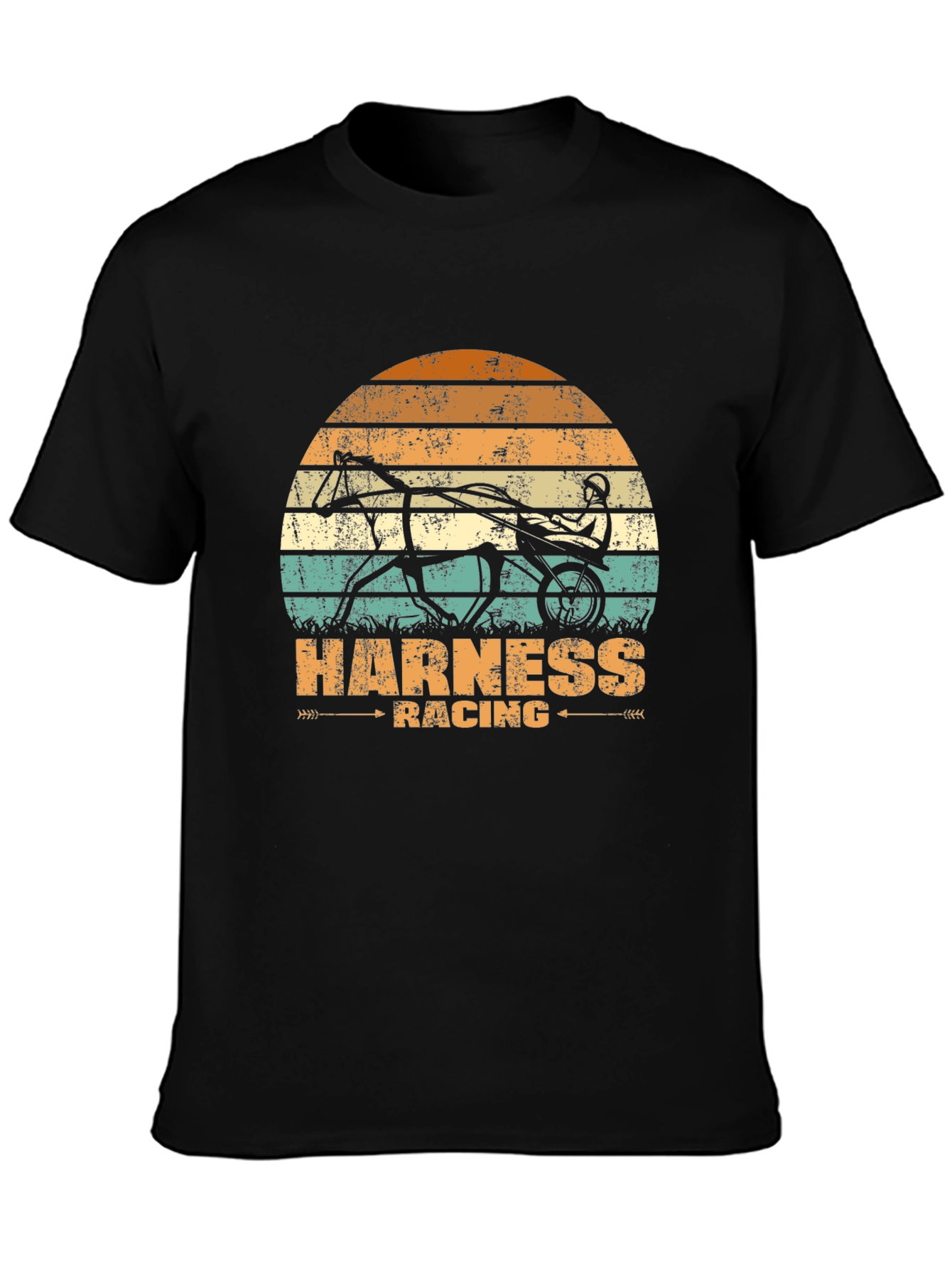 Black Harness Racing Graphic Tee - Retro Style view 3