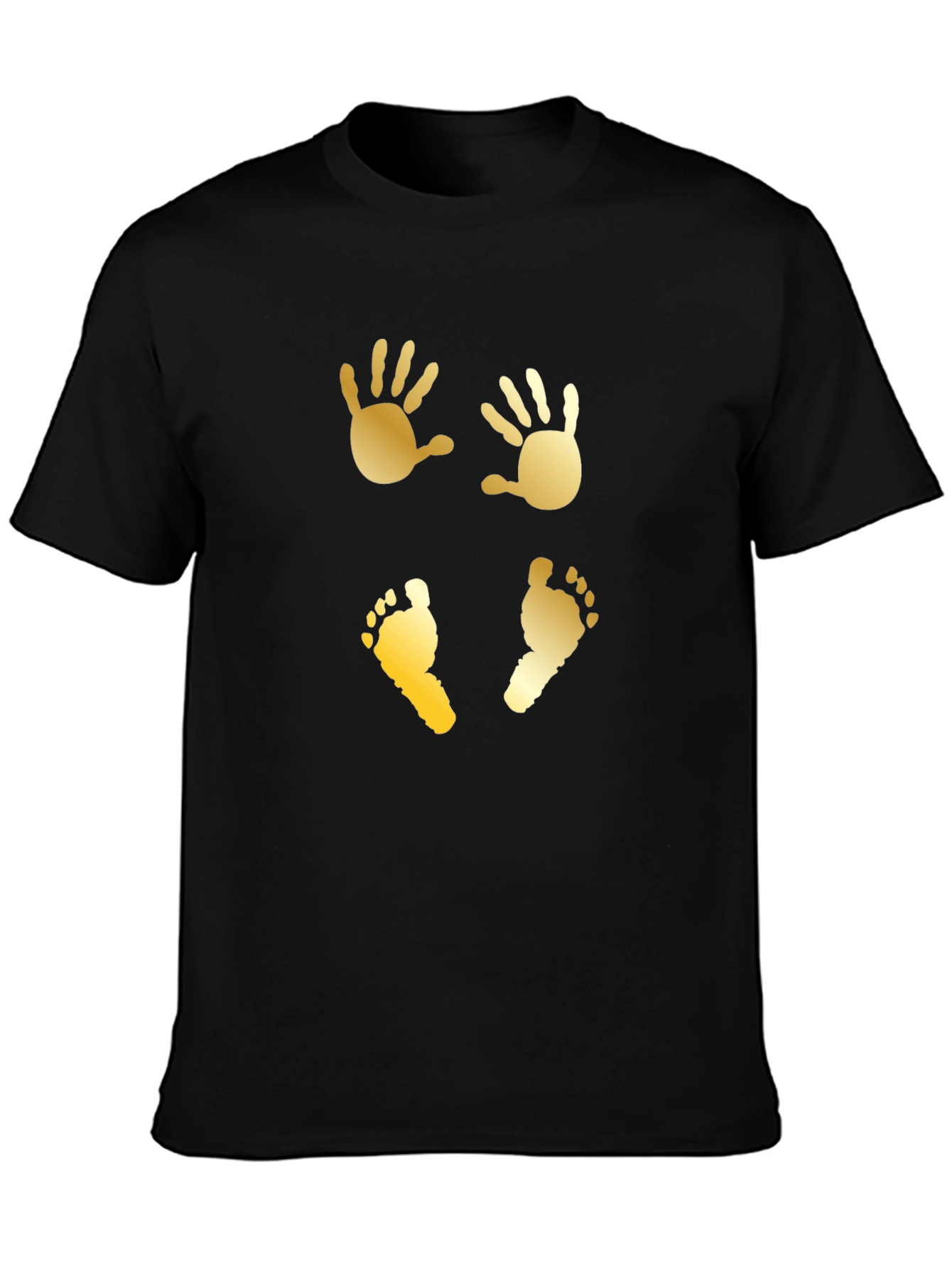 Black Baby Handprint & Footprint Graphic Tee - Black view 3