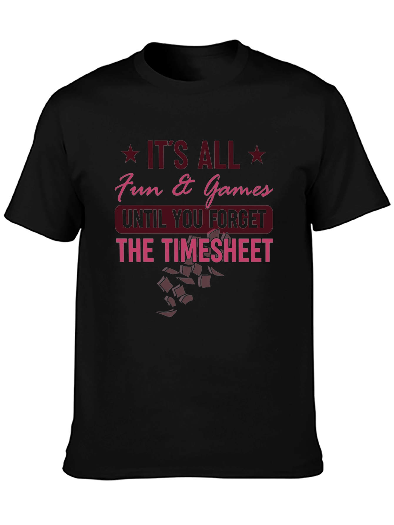 Black Fun & Games Timesheet T-Shirt view 3