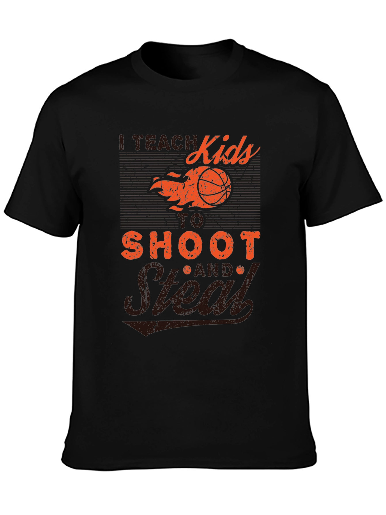 Black I Teach Kids to Shoot & Steal T-Shirt view 3