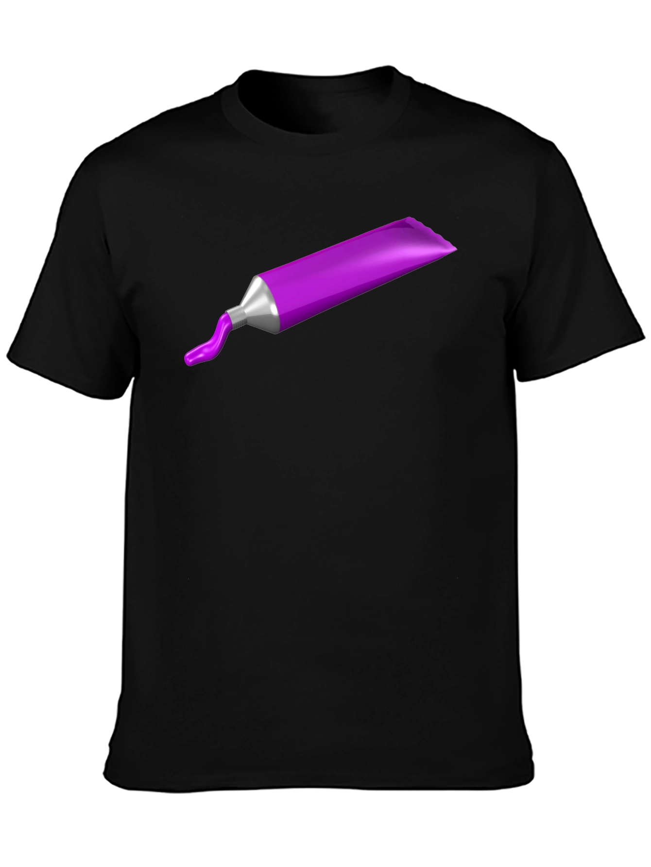 Black Purple Paint Tube Graphic Tee - Artistic Casual Wear view 3