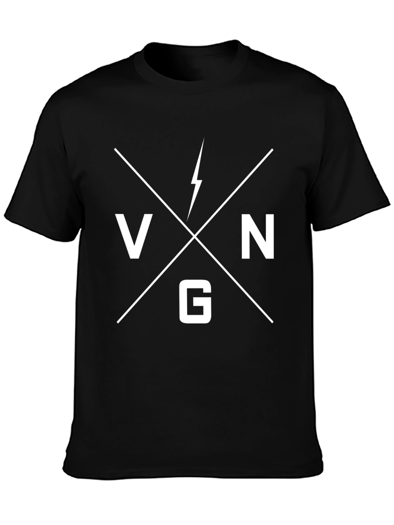 Black VNG Lightning Bolt Graphic Black T-Shirt view 3