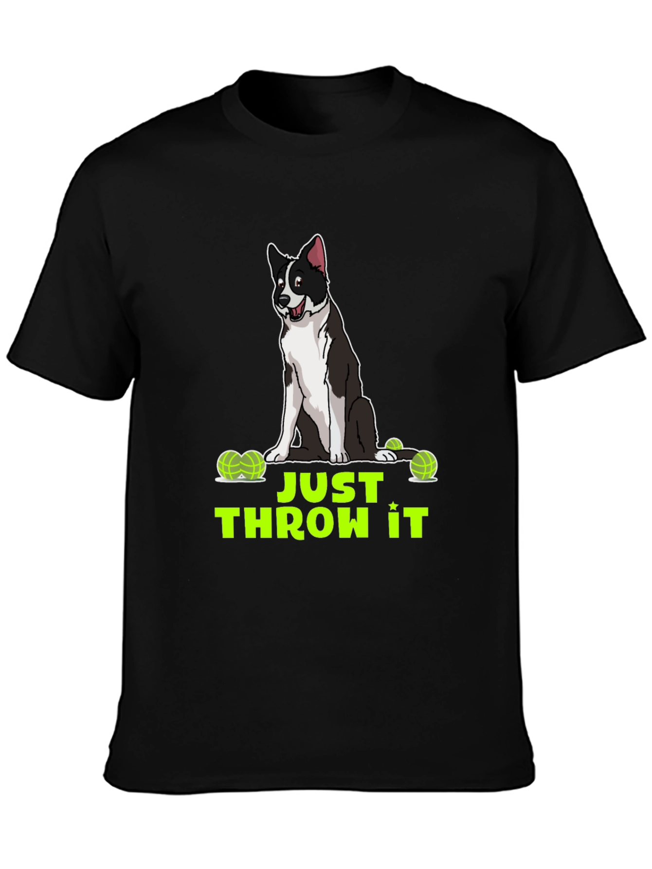 Black Just Throw It Dog Graphic T-Shirt view 3