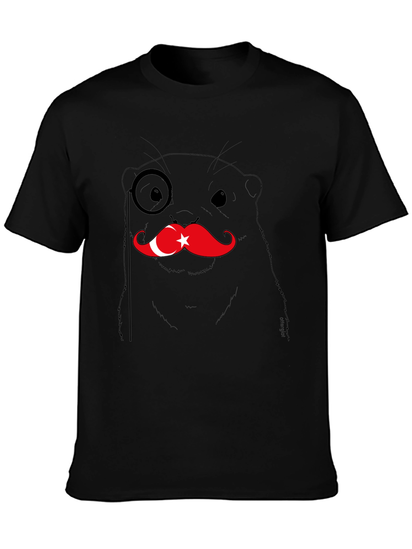 Black Turkey Otter Monocle Graphic Tee - Black view 3