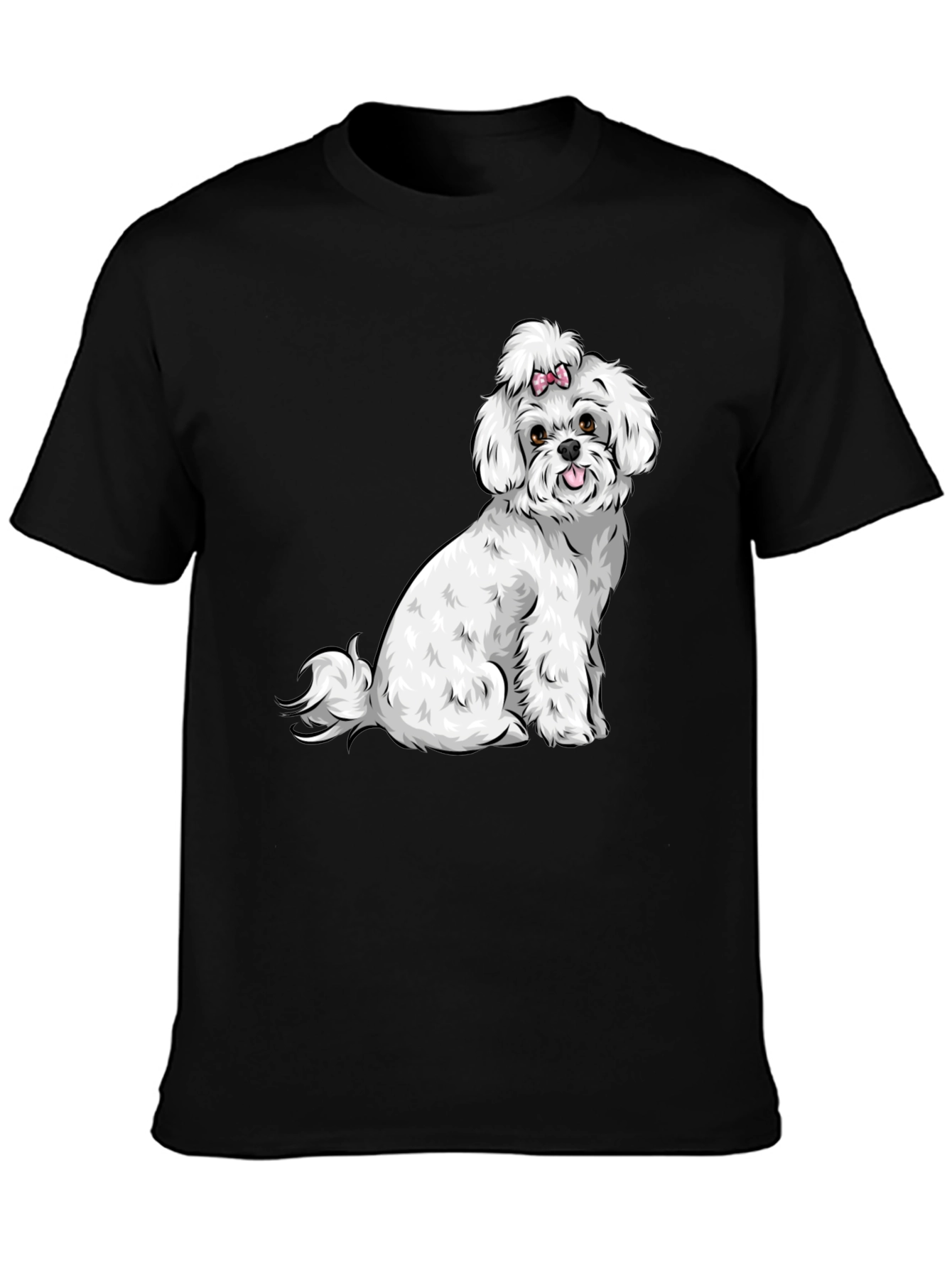 Black Cute Dog Graphic Tee - Black Cotton T-Shirt view 3