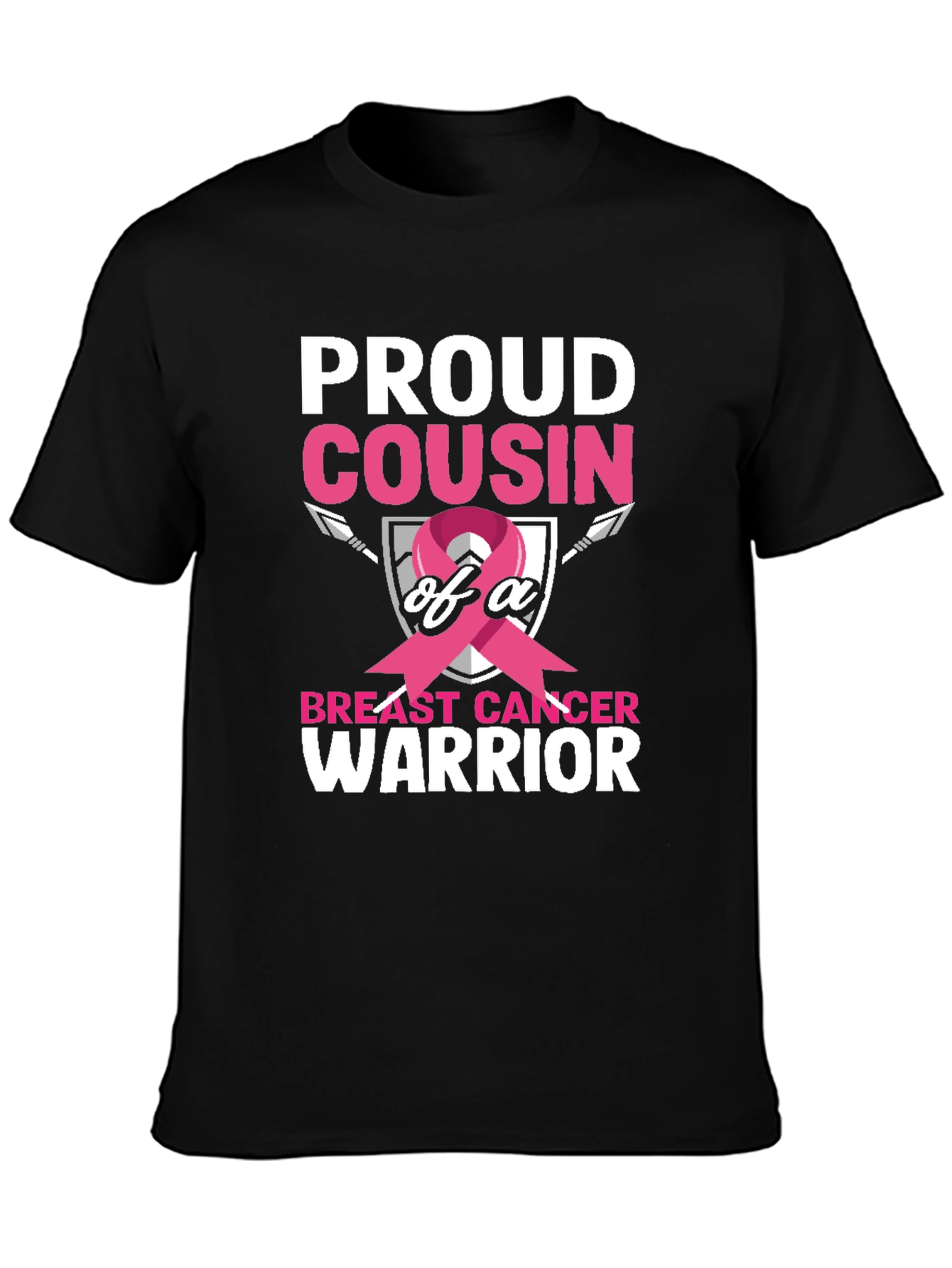 Black Proud Cousin Breast Cancer Warrior T-Shirt view 3